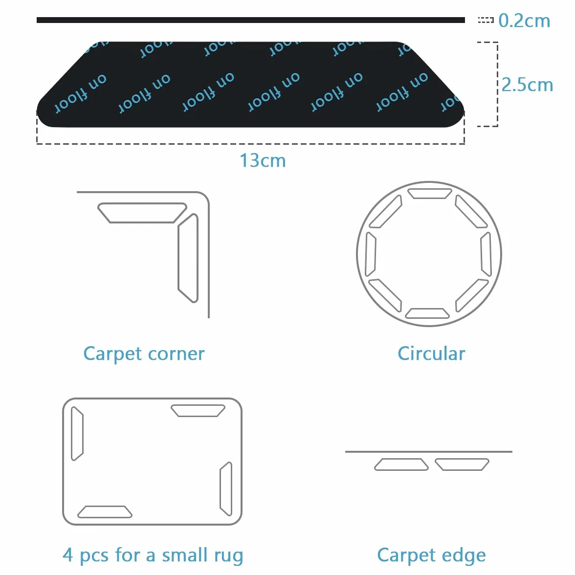 Vicloon 30pcs Anti Curling Carpet Grippers Coin Anti Derapant Tapis sous Tapis Autocollant pour Cuisine Salle de Bain Bureau