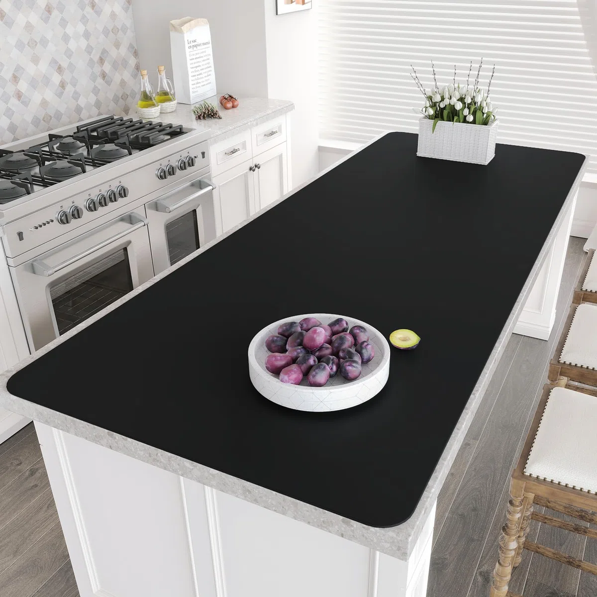 Warome Tapis en silicone de 200 x 60 cm, résistant à la chaleur pour comptoir, tapis de protection extra large pour comptoir de cuisine, tapis de comptoir de cuisine multifonctionnel, tapis en