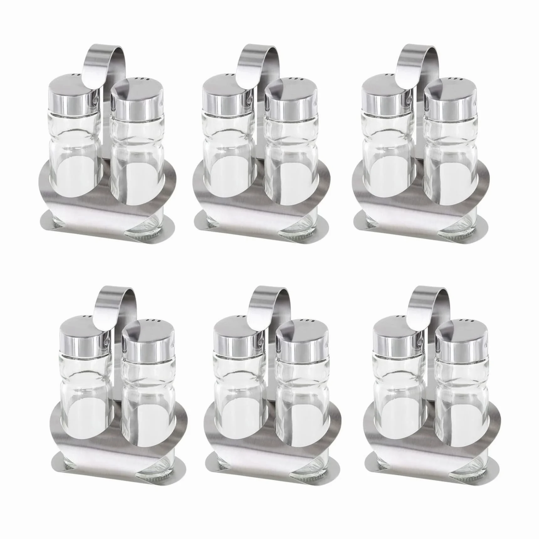 Westmark Ménage Sel et Poivre, 6 Pièces, 3 Pièces, Capacité : env. 40 ml, Acier Inoxydable/Verre, Wien, Argent/Transparent, 650222E2