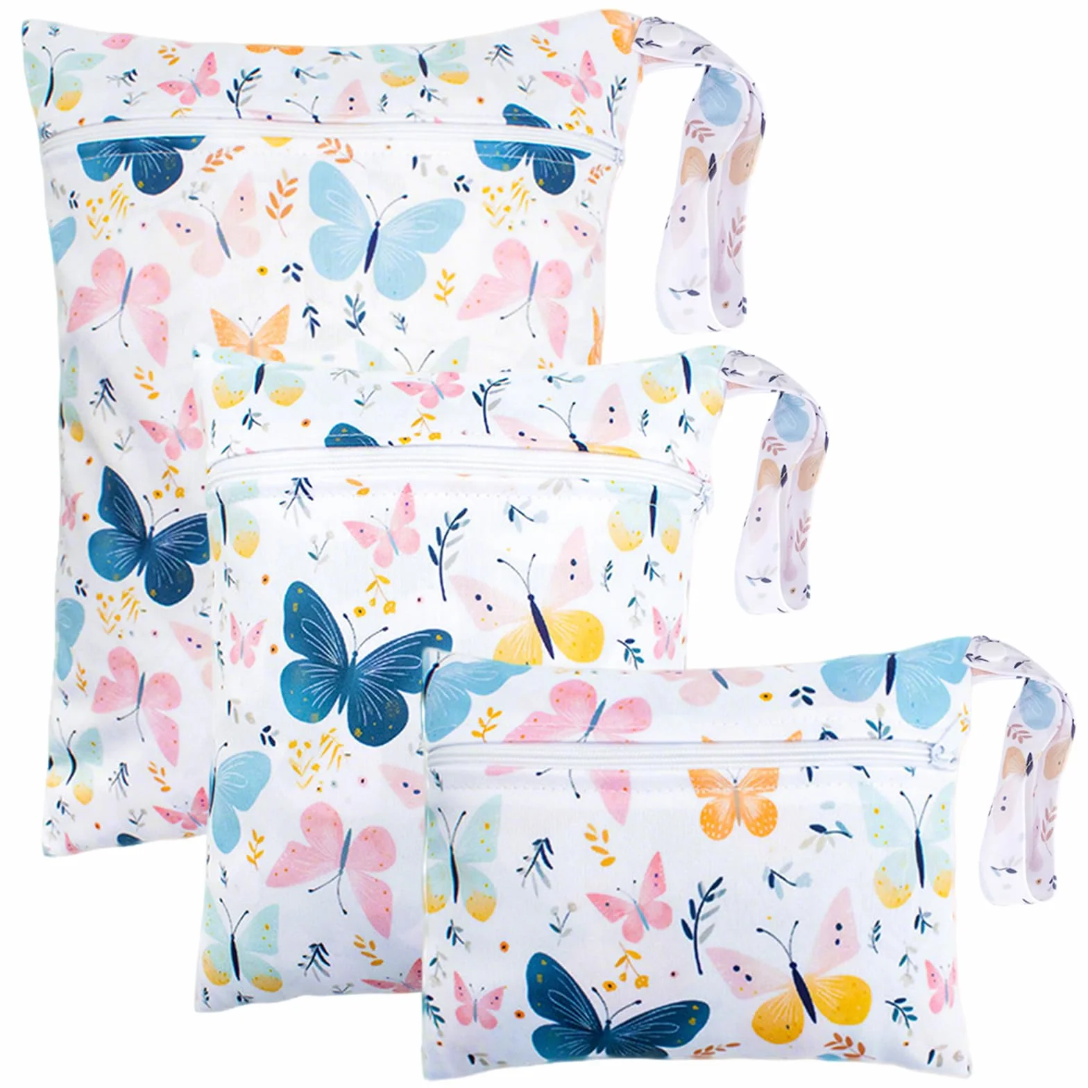 Sacs à Couches Lavables 3 Pièces Wetbag Imperméable avec Poignée pour Bébé Voyage Plage