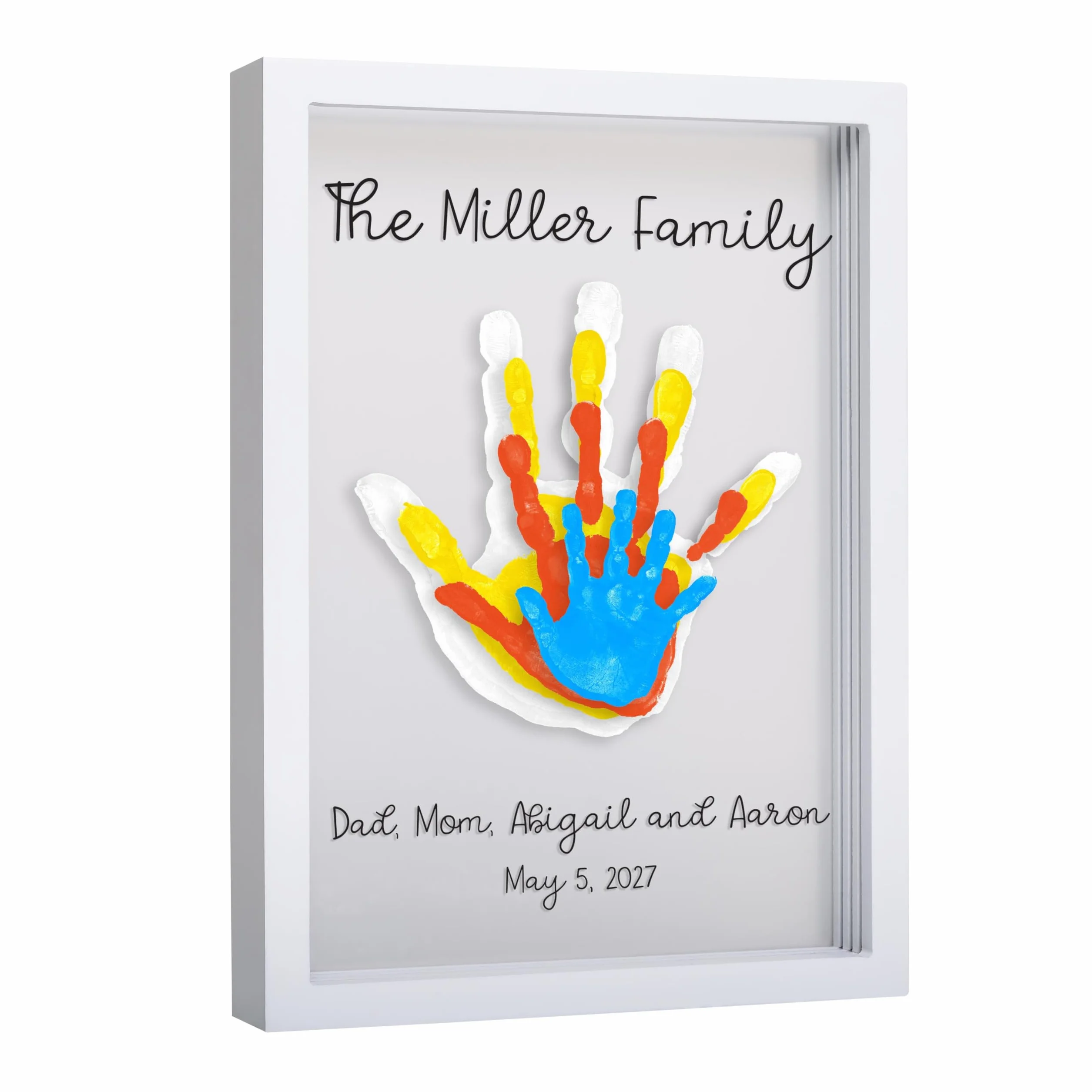 Pearhead Clear Family Handprint Frame DIY Art Print Keepsake Home Decor Gift for New Parents 4 Paint Colors