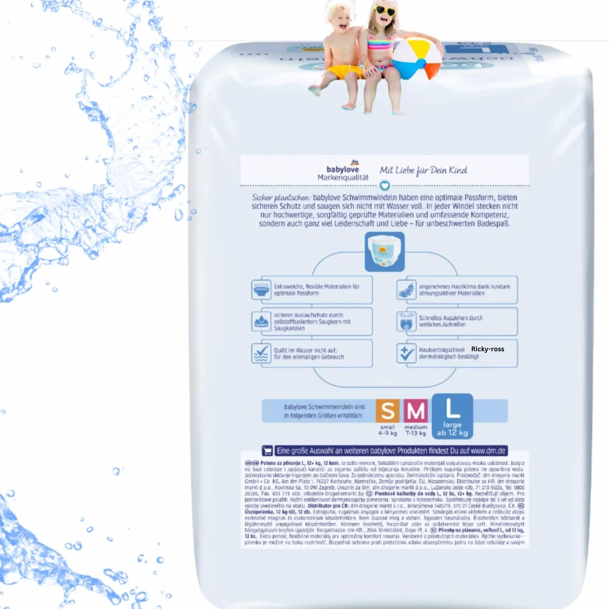 babylove Lot de 12 couches de bain taille L à partir de 12 kg