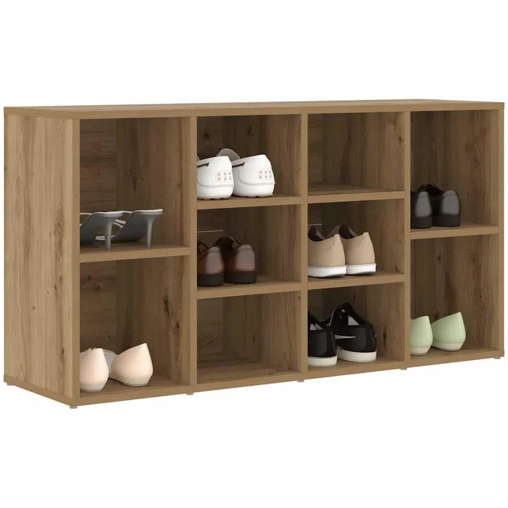 Banc à Chaussures Chêne Artisanal 103 x 30 x 54,5 cm, Banc d'entrée, Rangement Multifonctionnel en Bois