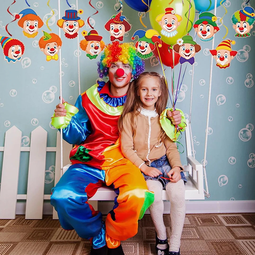 Guirlandes Spirales Clown Carnaval Motif Clown Serpentins Suspendus Décoration Plafond Mardi Gras Fête Cirque