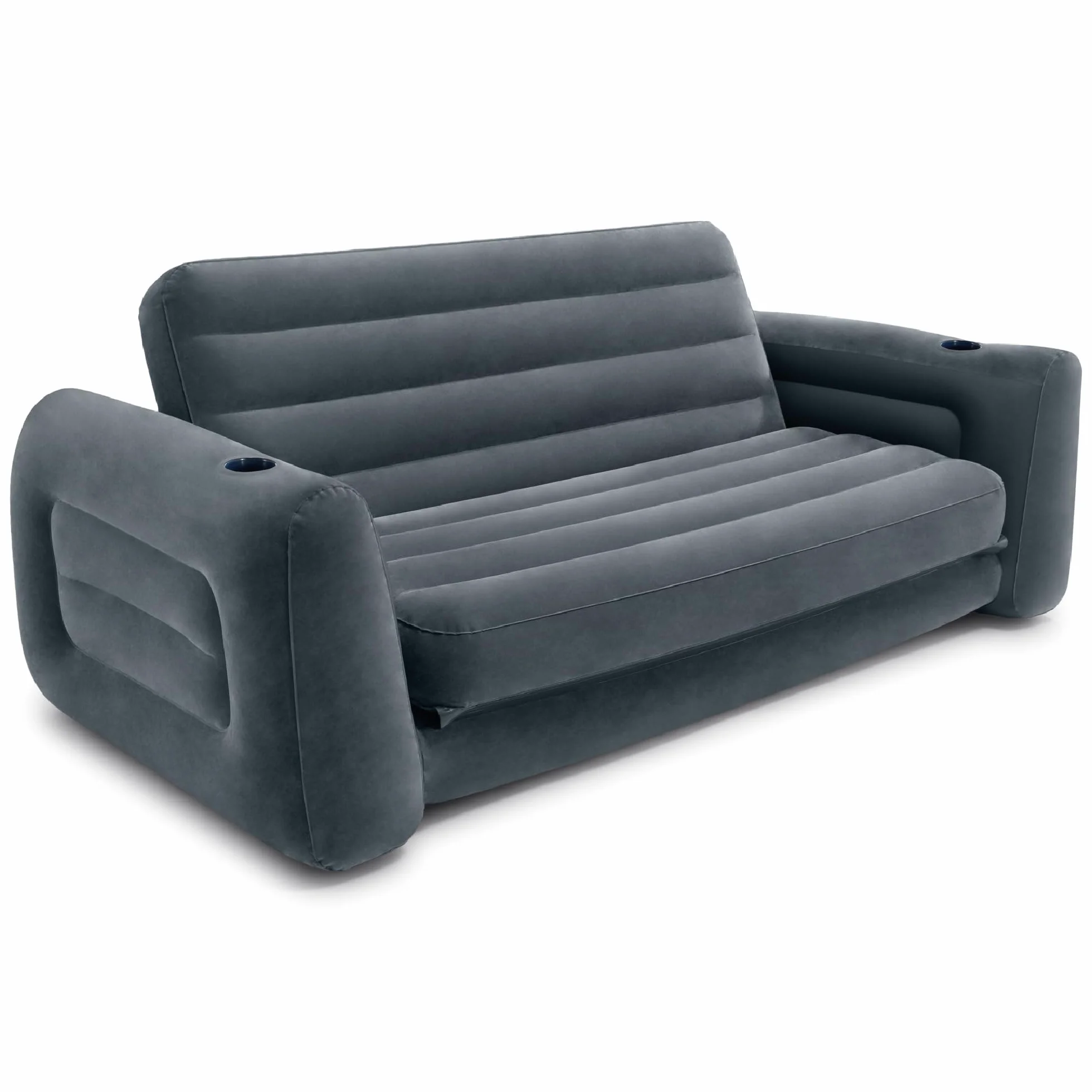 Intex Canapé-lit de Camping Gonflable avec 3 valves de gonflage et de dégonflage Rapides, 203,2 x 231,14 x 66,04 cm, Gris Anthracite