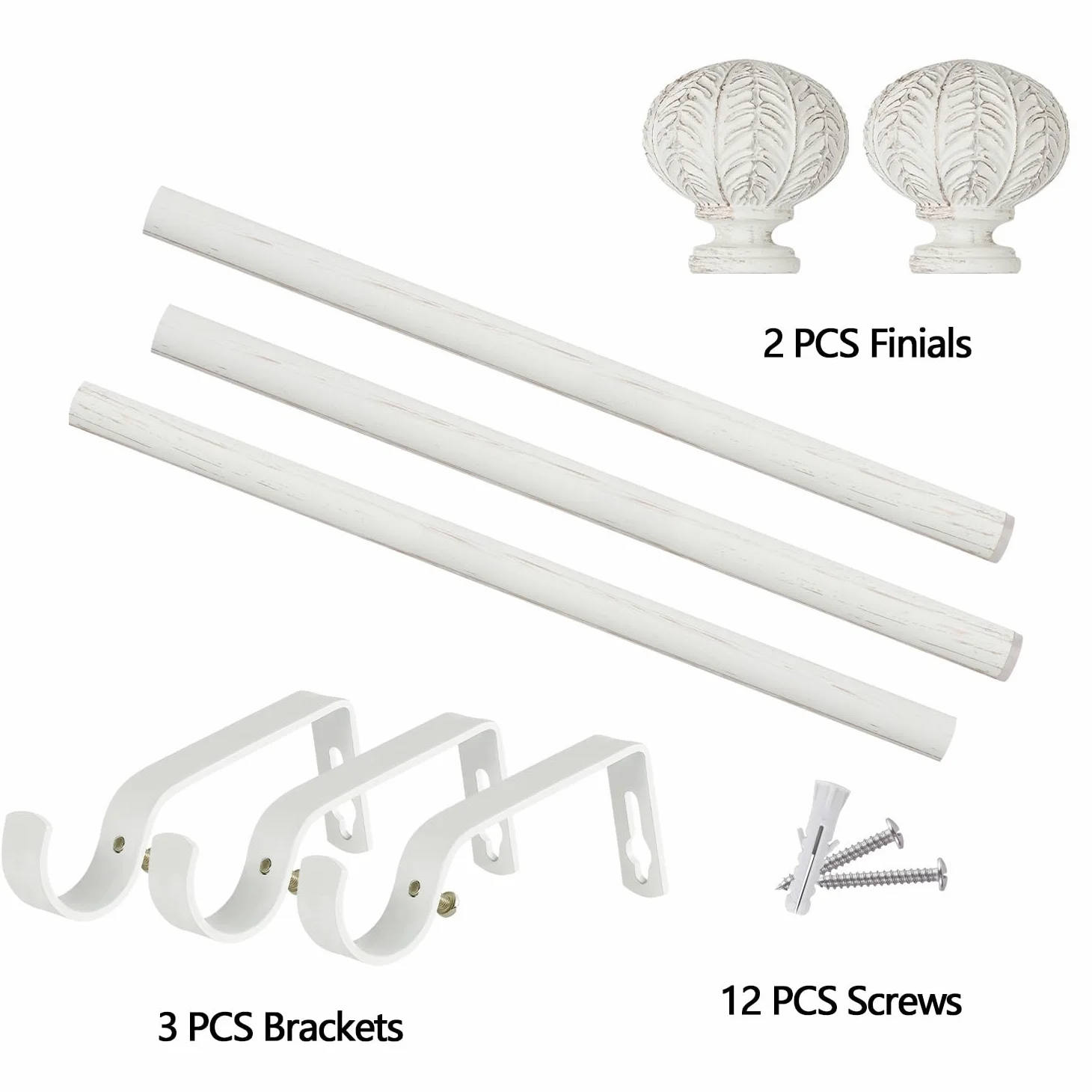 Tringle à rideaux extensible de 77 à 210 cm avec embouts sphériques de 2,5 cm de diamètre - Tringle de 76,2 à 213,4 cm - Tringle à rideaux réglable - Couleur : blanc - Avec supports de fixation inclus