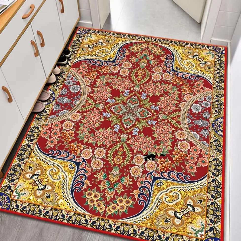 Tapis Ville Enfant Deco Chambre Fille Ado Tapis Rouge décoration de la Maison Festive Tapis de Salon rectangulaire Accessoires de Salle à Manger antidérapant Tapis B¨¦B¨¦ 90X150CM