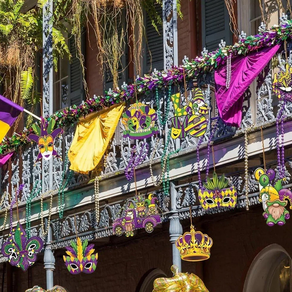 Mardi Gras Suspendus 36 Pièces Etiquettes Artisanales Carnaval Ornement Fête