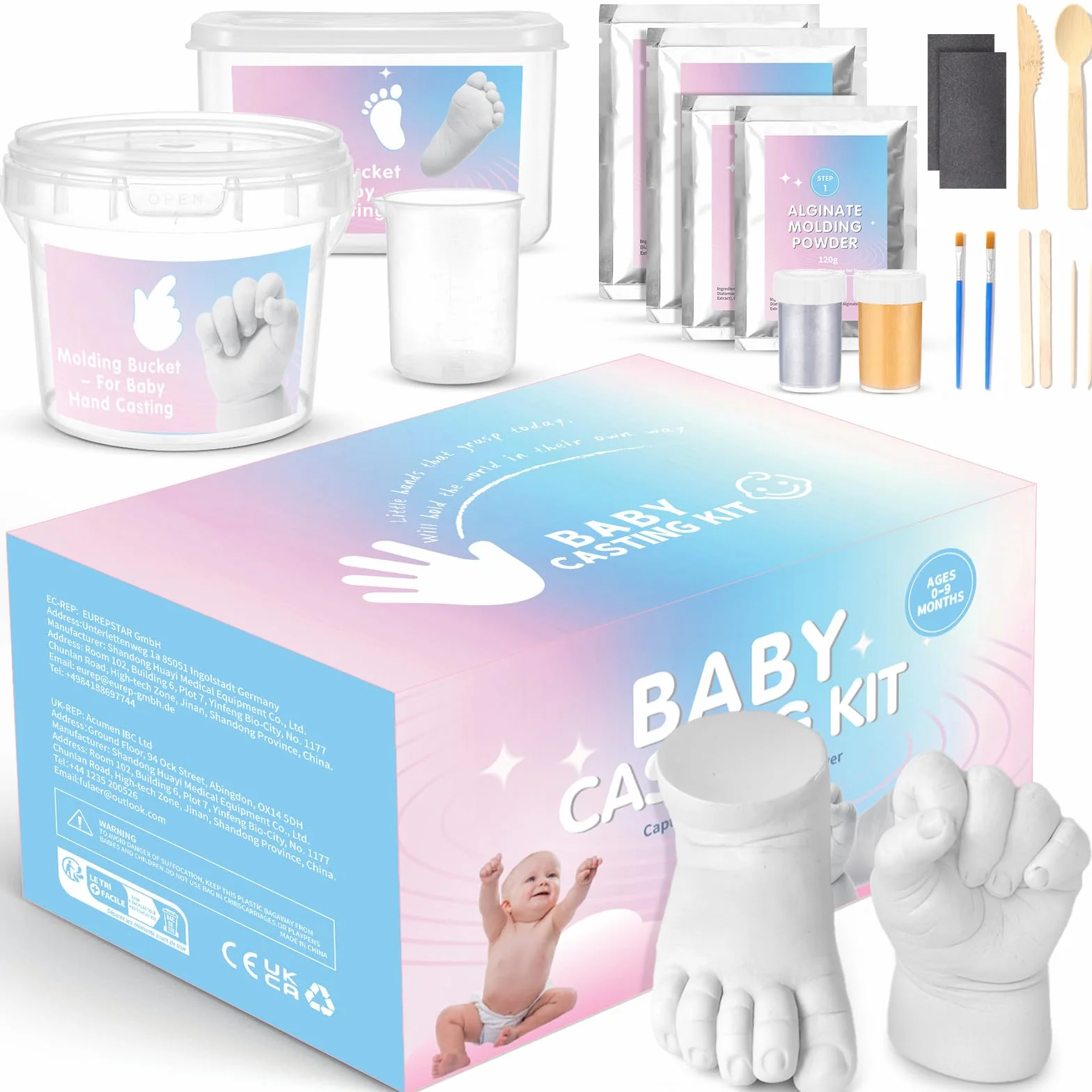 Taricor Kit de Moulage de Main Empreinte Bebe 3D Non Toxique avec Alginate et Poudre de Moulage