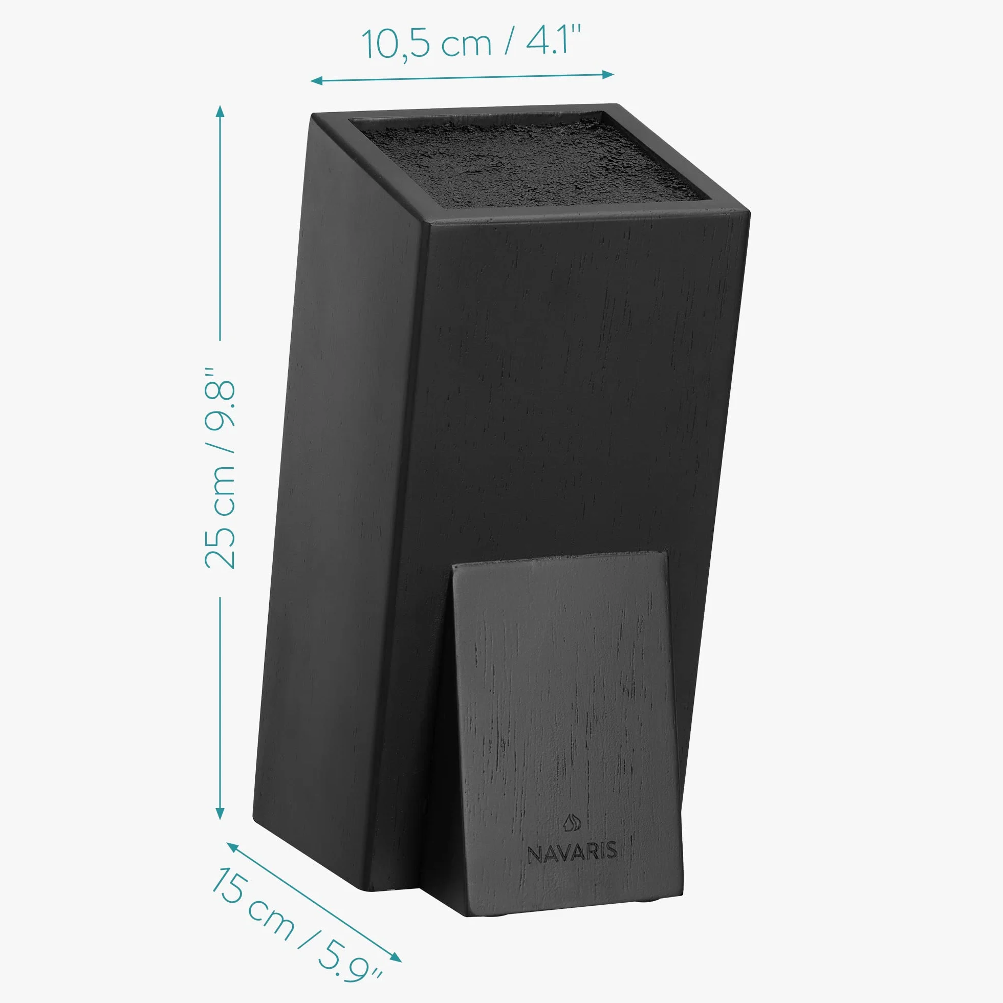 Navaris Bloc Couteau Bois Acacia 25x15x10,5 cm Vide Tiges Plastique