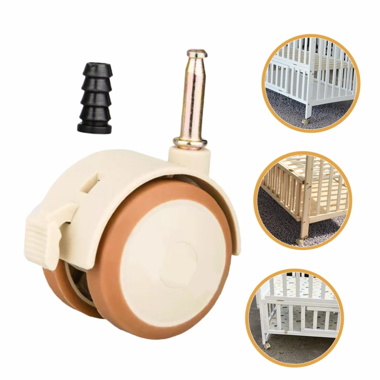 Roulettes Pivotantes Silencieuses Frein en PU Ensemble de 4 pour Lit Bébé