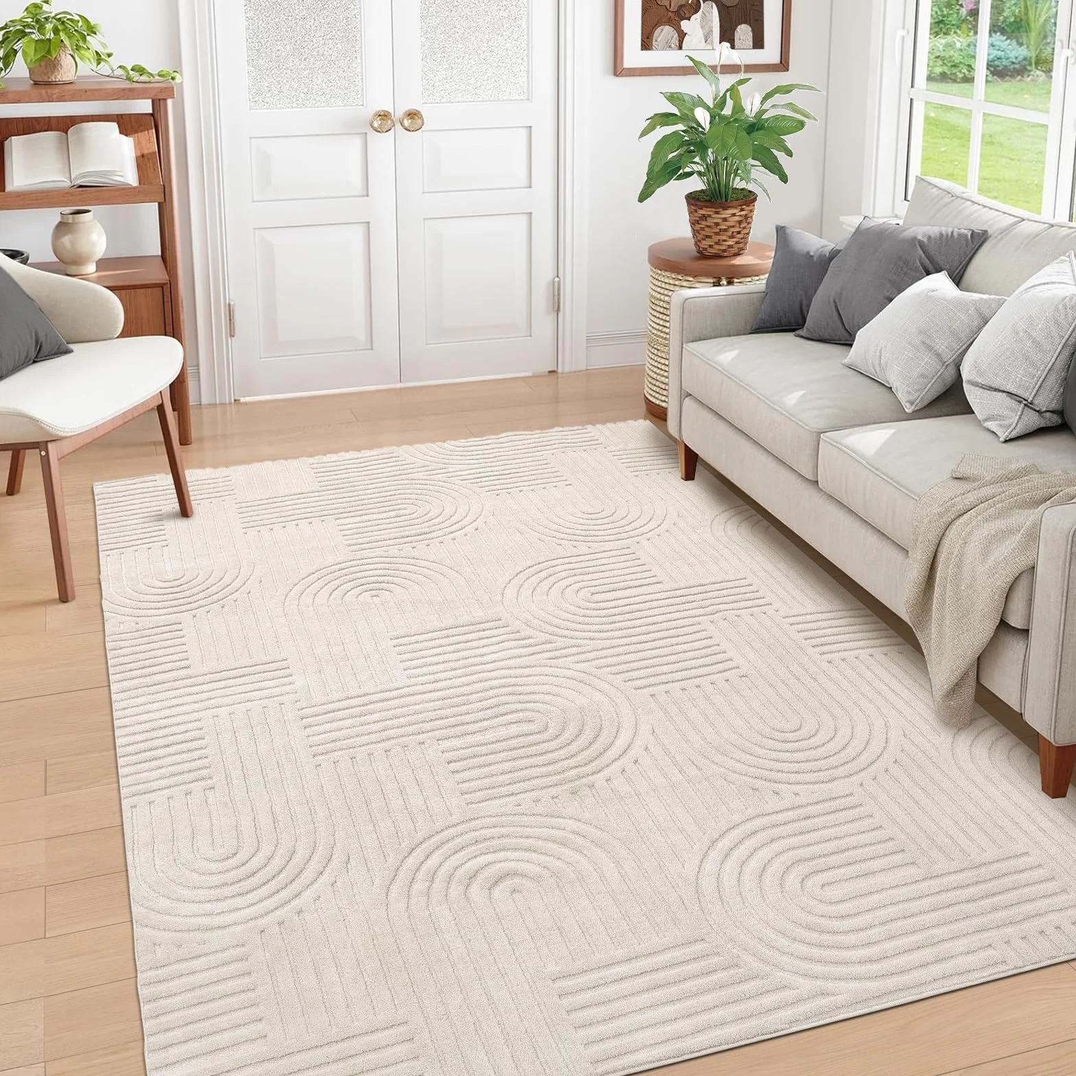 Tapis Salon Moelleux 160x230 cm Antidérapant Lavable en Machine Grand Tapis Salle à Manger Intérieur