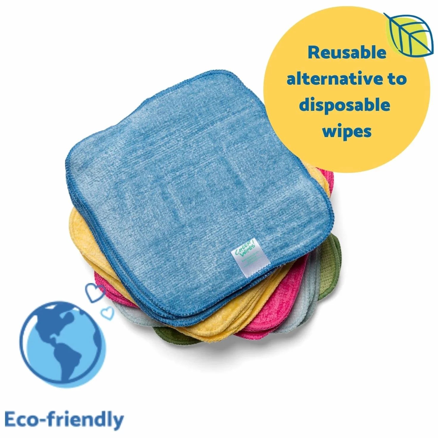 Cheeky Wipes Lot de 25 lingettes réutilisables en bambou et coton éponge bébé Multicolore