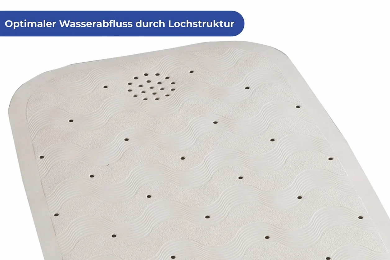 Maximex Tapis de bain antidérapant Natur-Kautschuk beige 37 x 90 cm caoutchouc lavable en machine