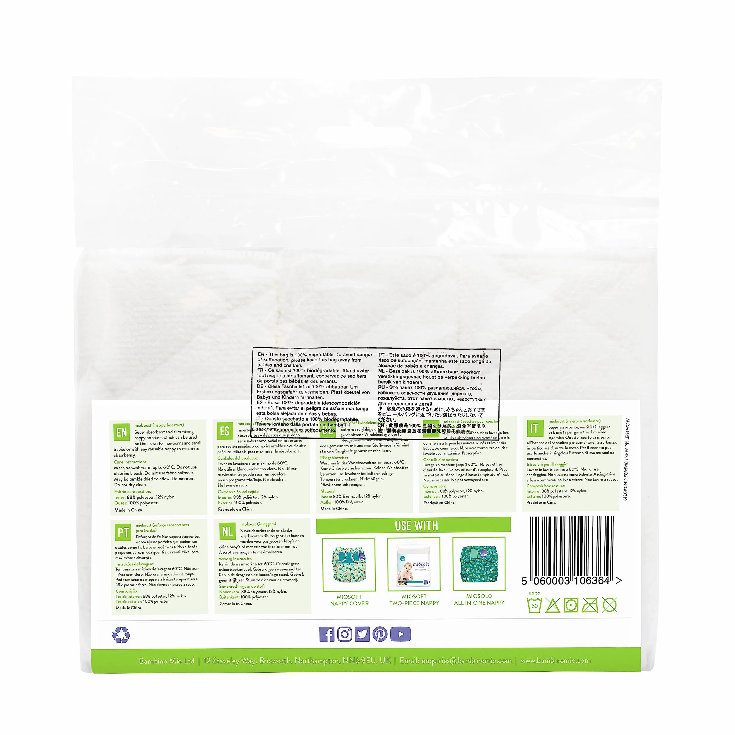 Bambino Mio Mioboost Classique Insert Booster Augmenter l'absorption Blanc