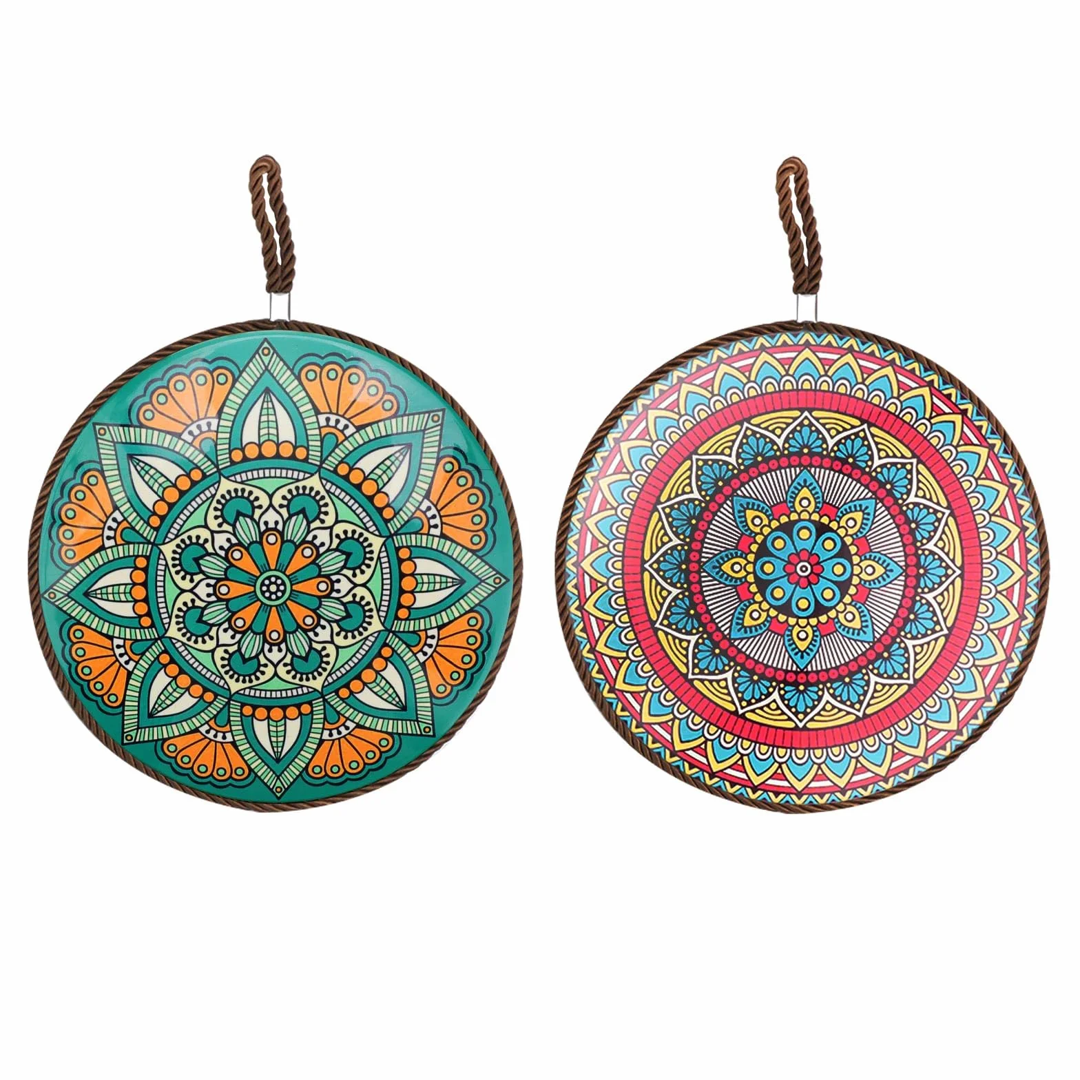 SPRHR 2 Pièces Rondes Dessous de Plat Céramique 20 cm Résistant Chaleur Base Liège Cordon pour Casseroles Chaudes Poêles Cocottes