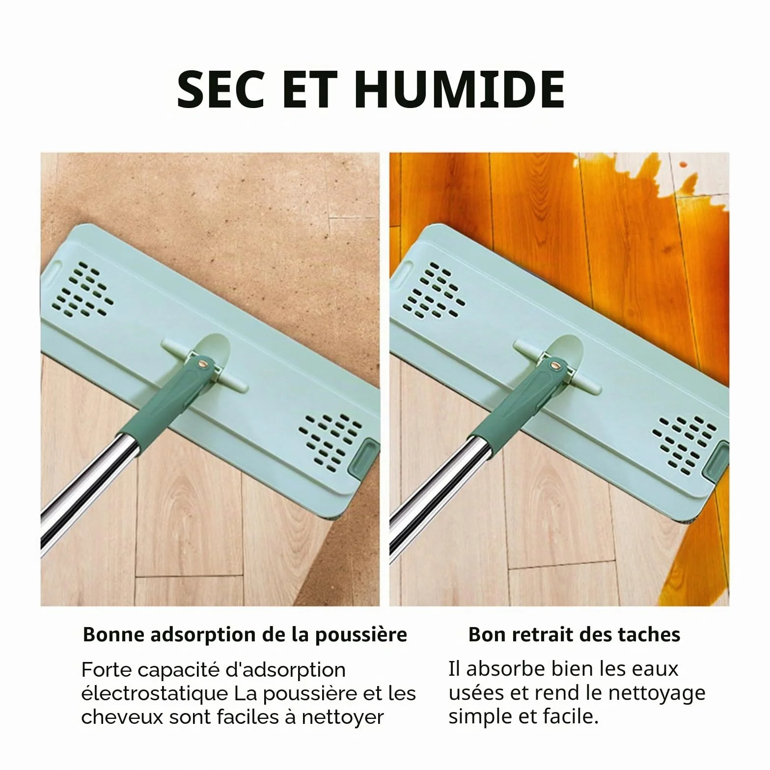 Lot de 6 serpillères microfibre 33 x 12 cm nettoyage sol
