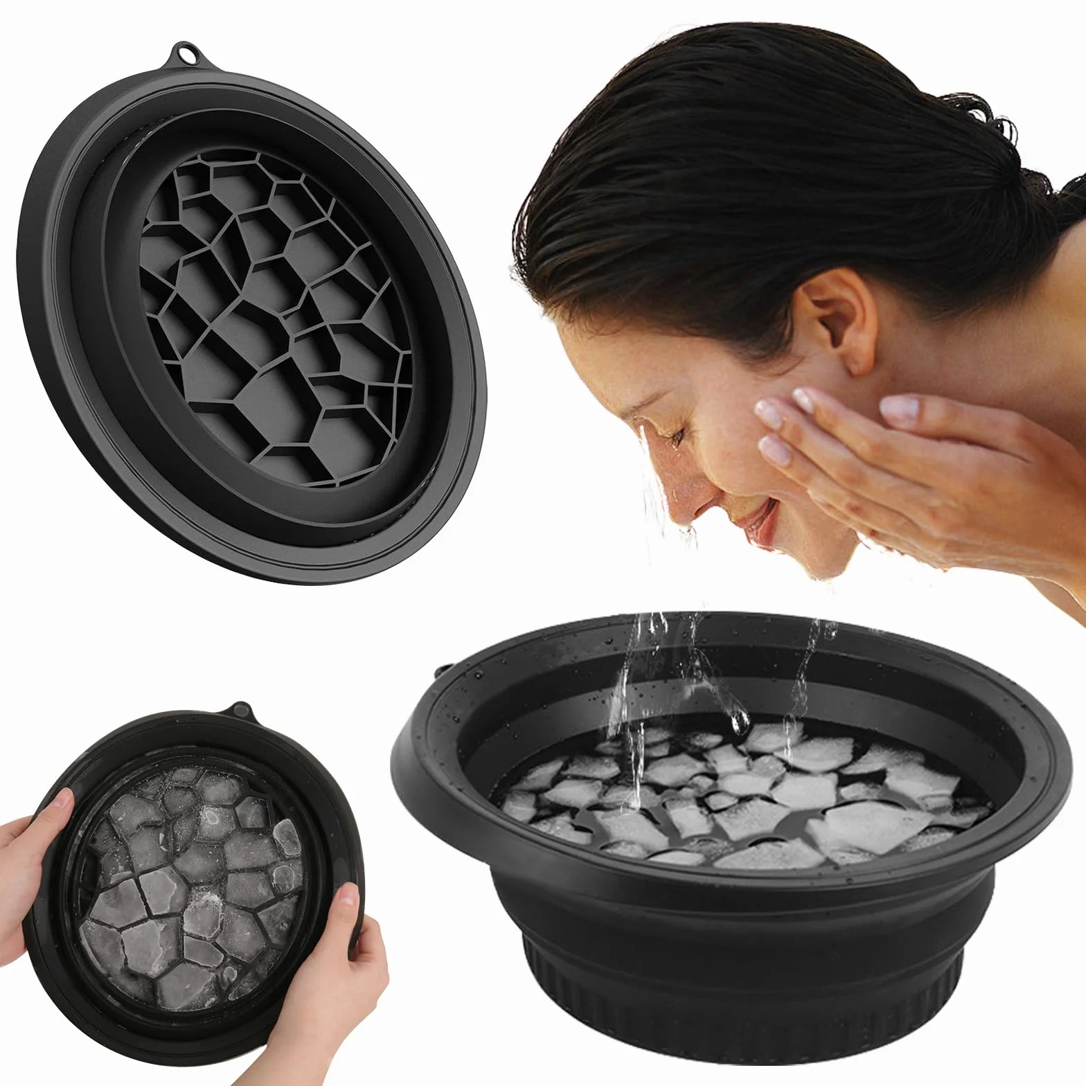 Bol de bain à glace pliable en silicone pour le visage Refroidissement rapide