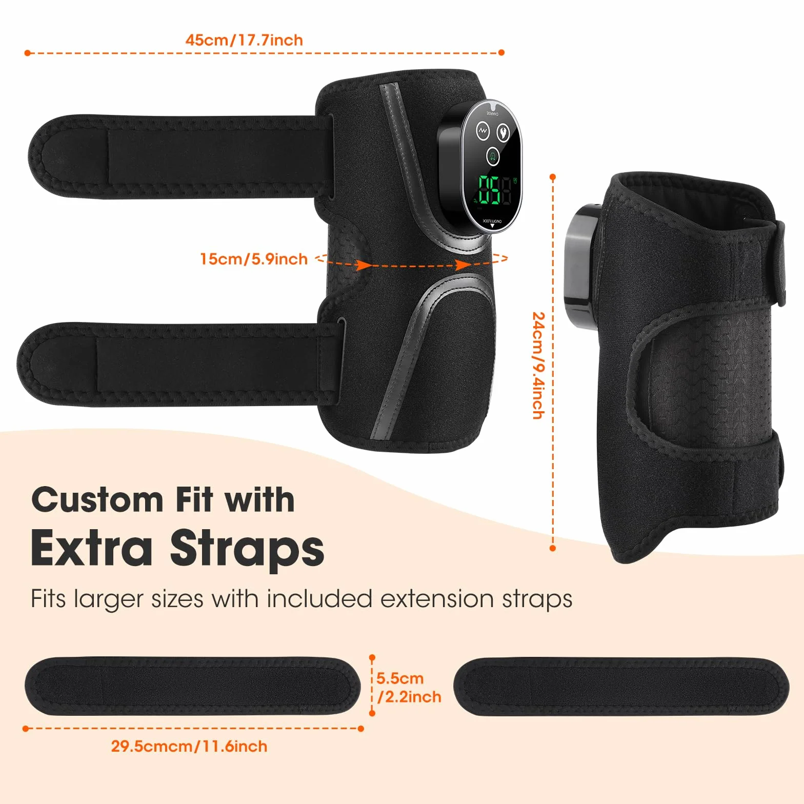 Coussin Chauffant Pour Coude Sans Fil Avec Vibrations, Coudière Chauffante Écran Tactile, 5 Niveaux Chaleur, 3 Modes Vibration, Batterie 3000mAh