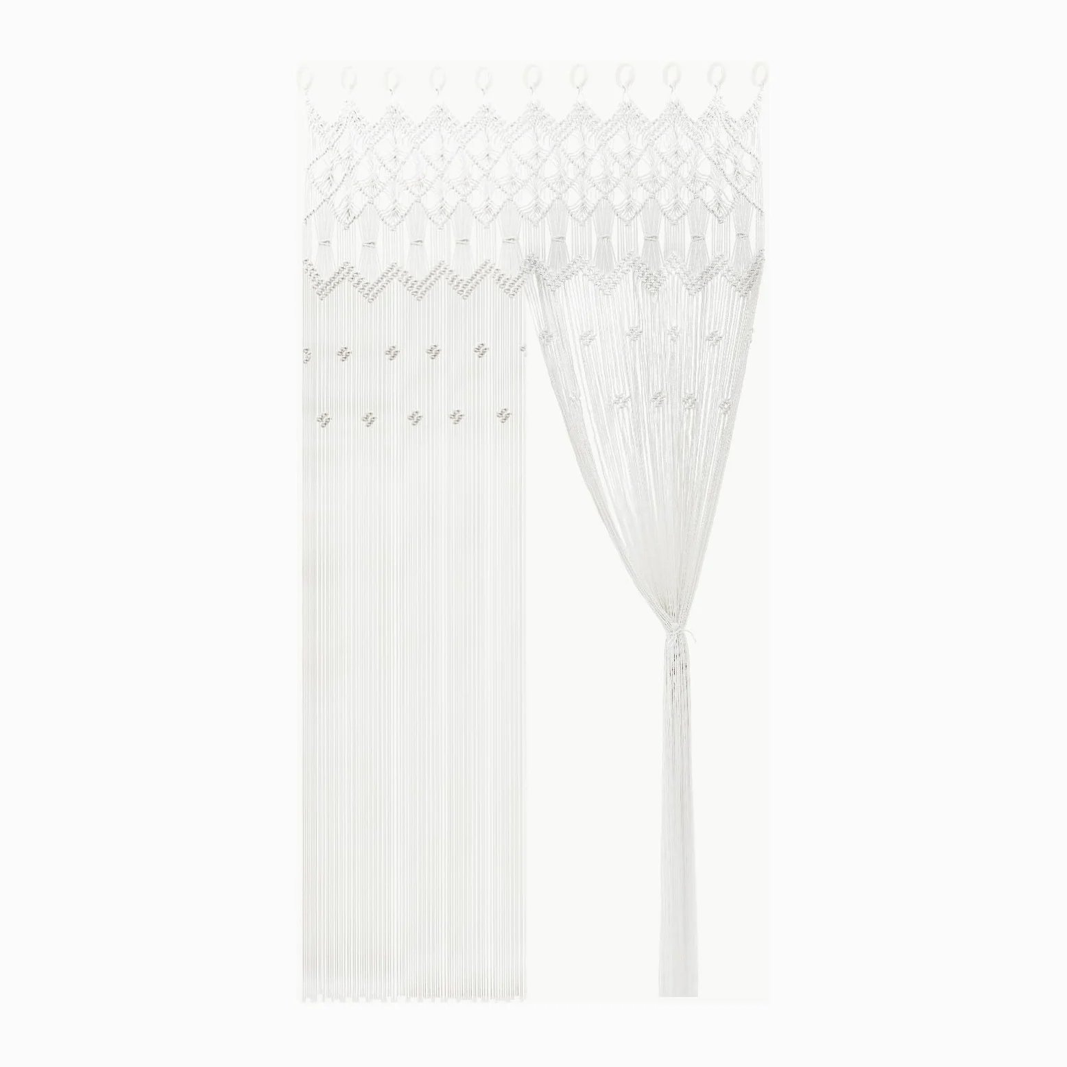 Rideau en macramé - Style bohème - Tapisserie murale - Rideau de fenêtre - Rideau en coton - Séparateur de pièce - Tissé - Rideau décoratif pour salon, chambre à coucher - 120 x 195 cm