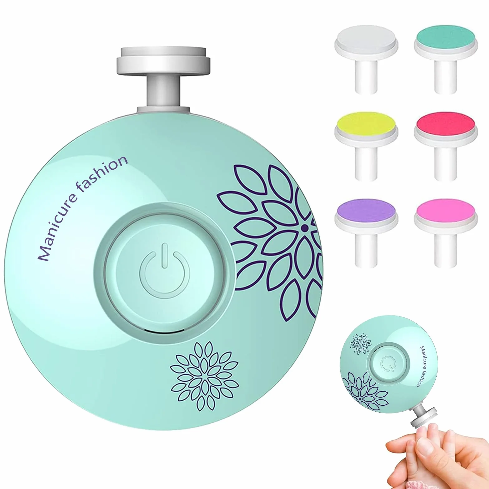 Lime à Ongles Électrique Bébé avec 6 Têtes de Ponçage, Coupe Ongle Enfant Adulte, Outil Manucure (Vert)