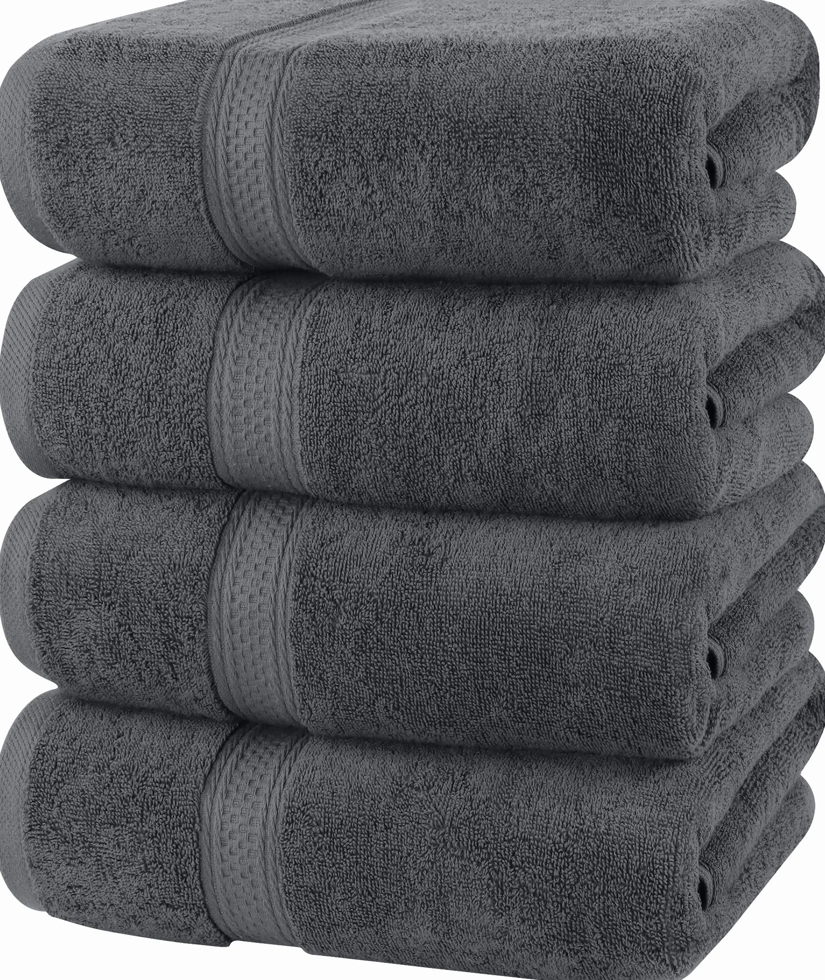 Serviettes de Bain Utopia Lot de 4 (69x137 cm) 100% Coton filé à l'anneau Gris