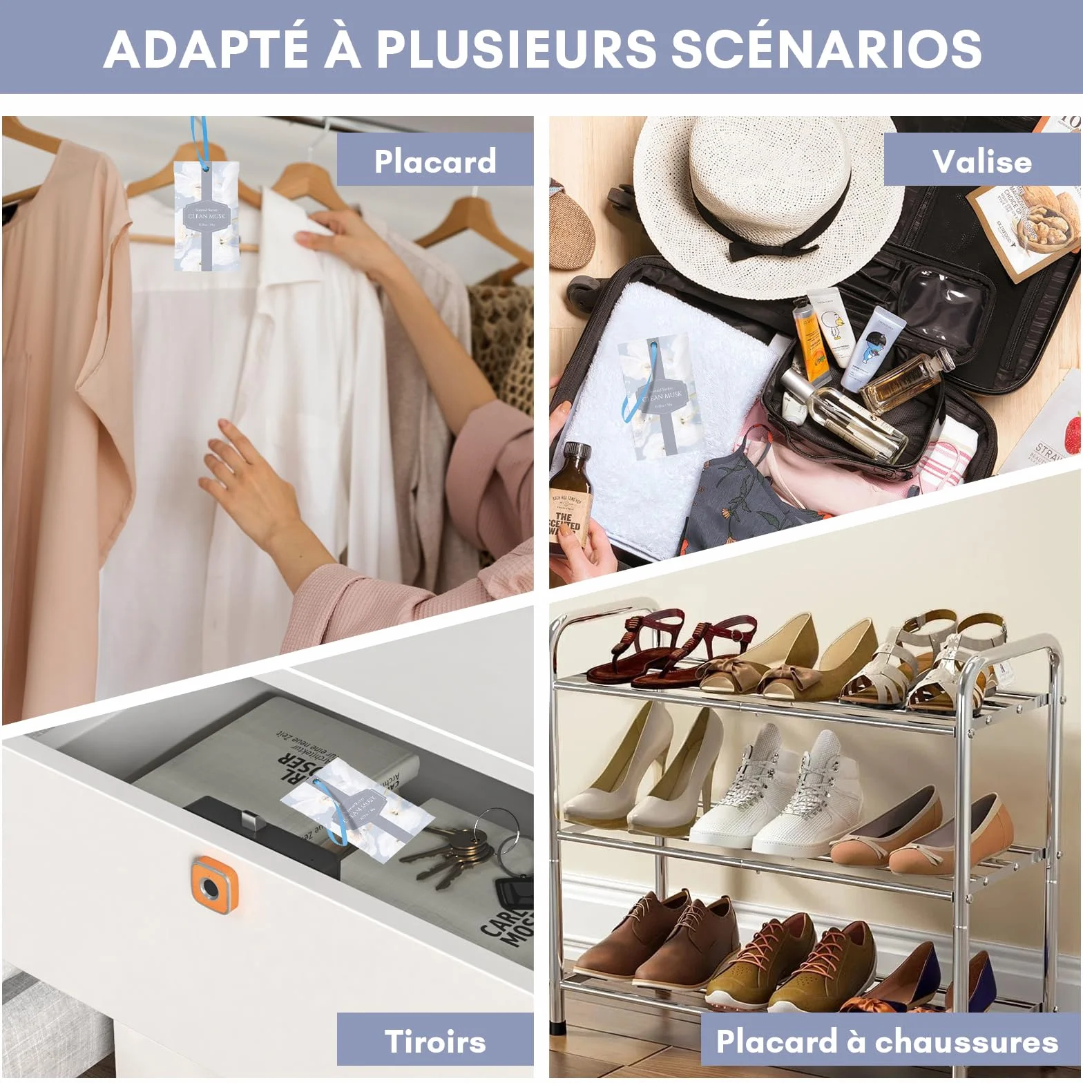 Sachet Parfumé Armoire Musc Propre 14 Sachets pour Armoire et Linge