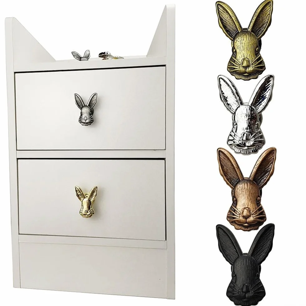 Zoegneer Poignée de meuble en alliage de zinc en forme de lapin, bronze