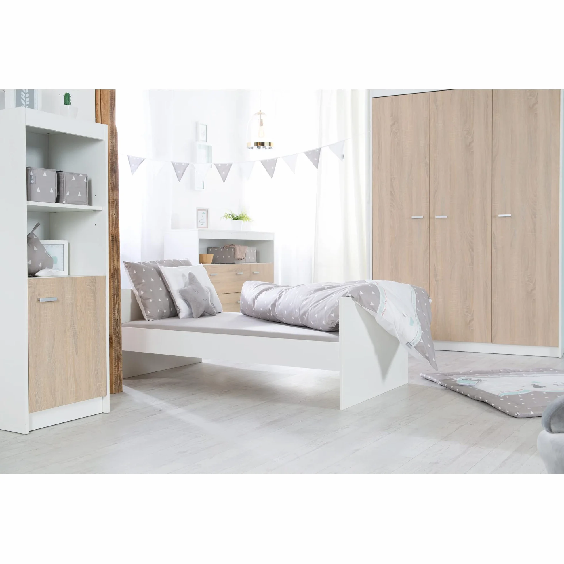 roba Chambre Bébé Duo Gabriella Lit Évolutif 70 x 140 cm Commode à Langer Meubles Certifiés EPH Blanc Décor Bois