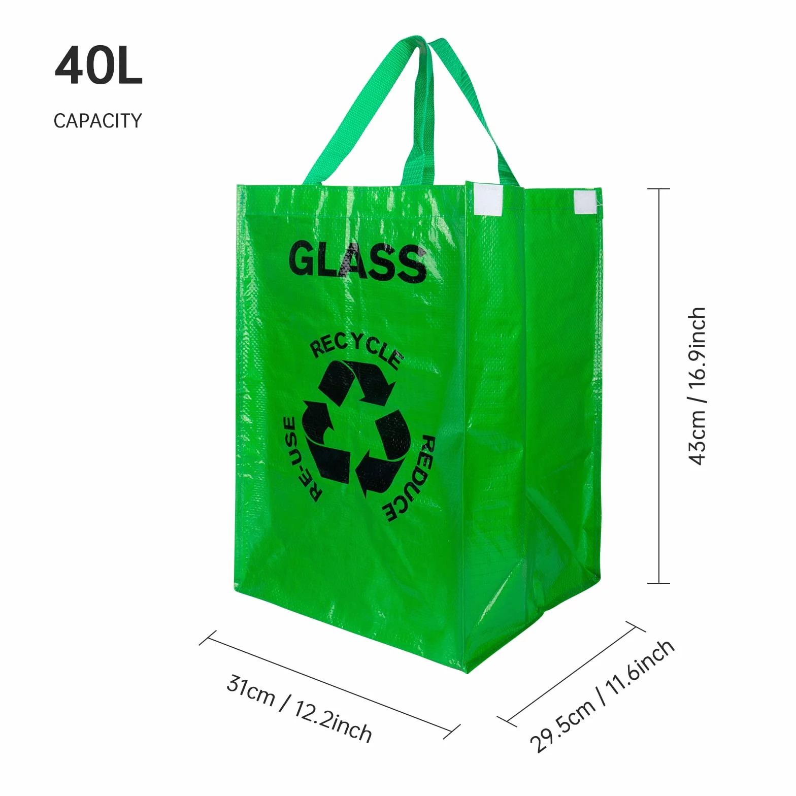 Sacs de Tri Selectif Lot de 3 Poubelle 40L pour Verre Papier Plastique Recyclage Intérieur Extérieur