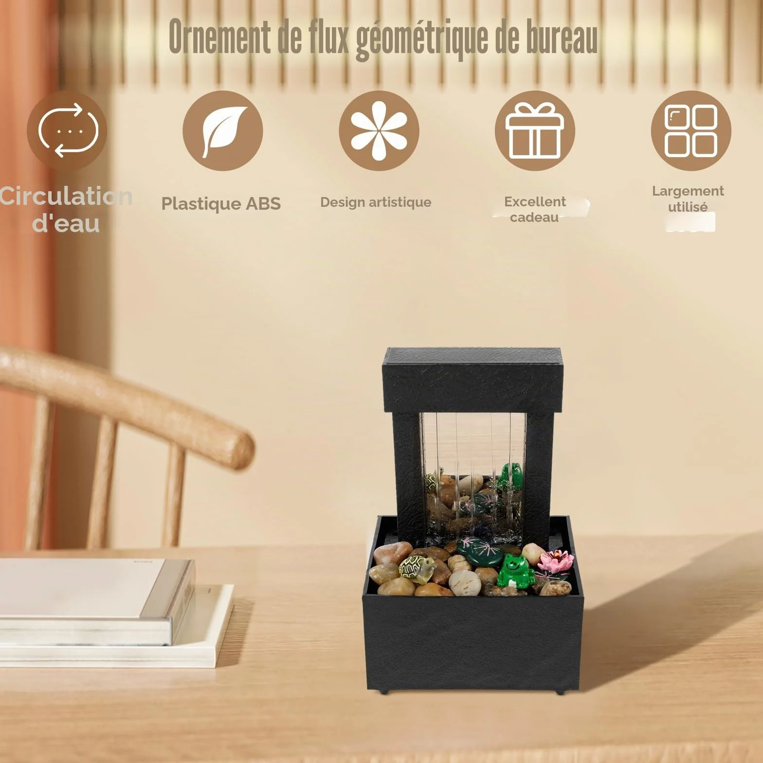 Fontaine de table mini fontaine à eau d'intérieur avec lumière USB décoration de bureau