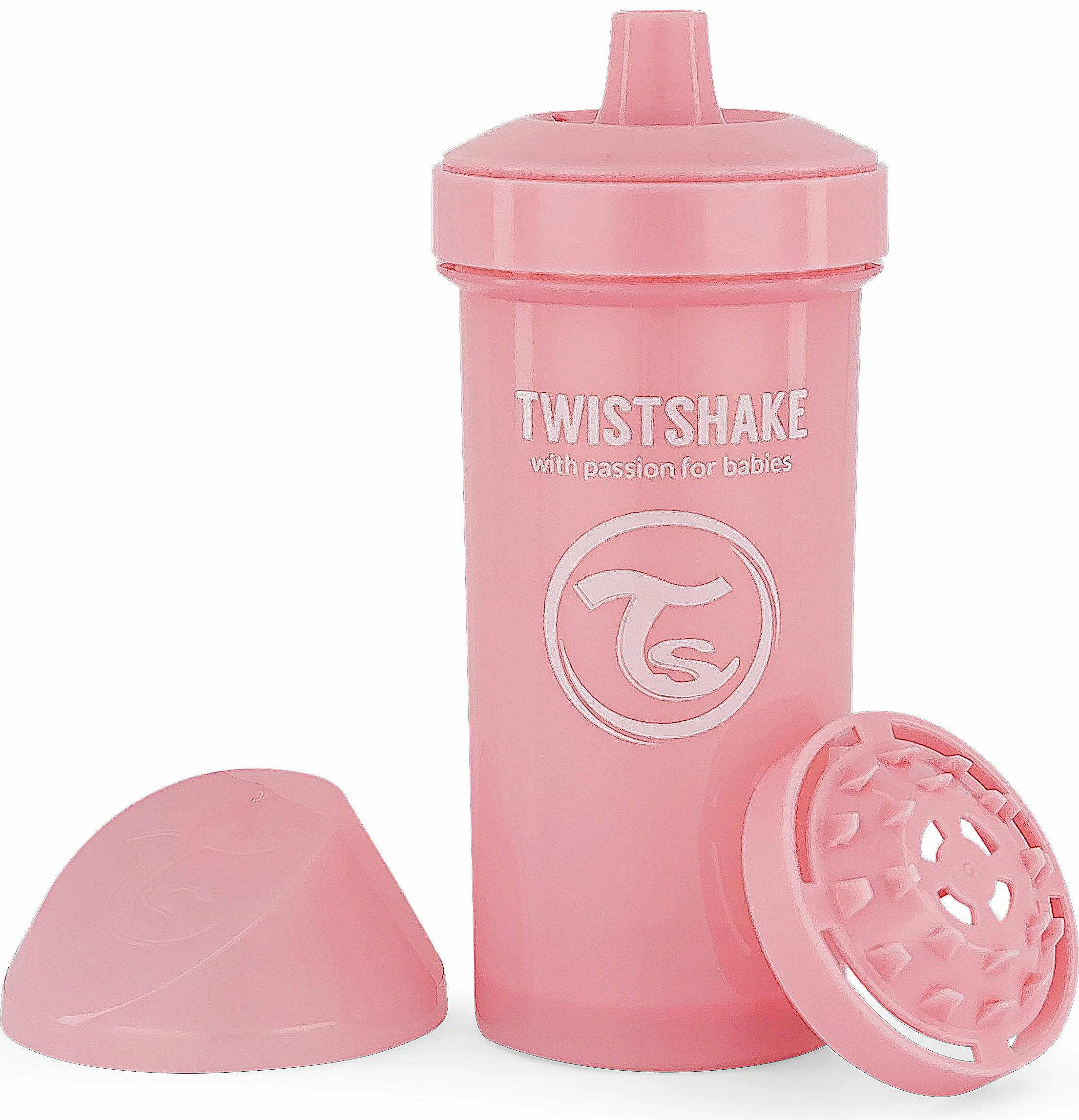 Twistshake Kid Cup Biberon Anti-Fuite Bec Dur Mélangeur Fruits 360 ml Bouteille Entraînement Tout-Petits Anti-Déversement Sans BPA Rose