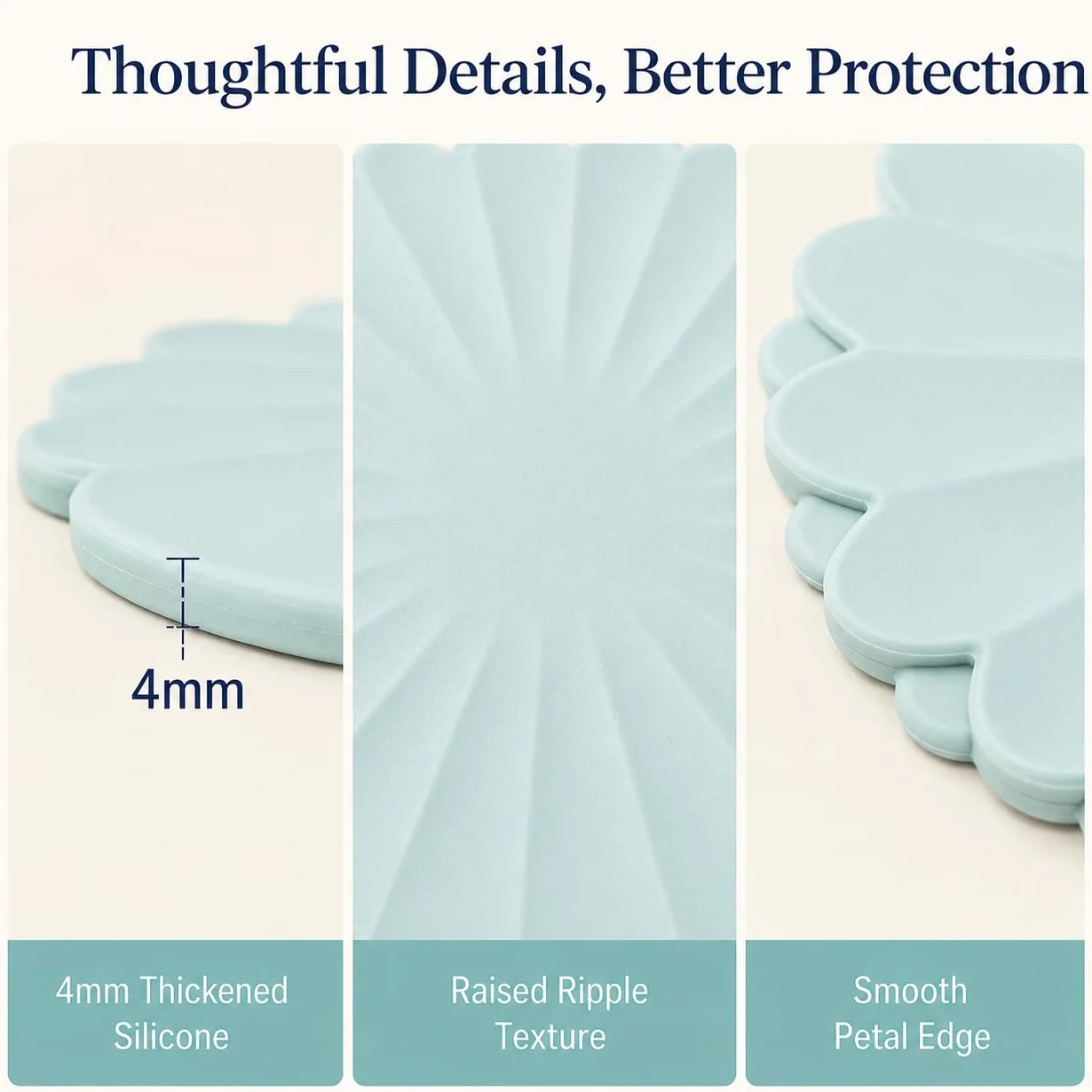 Sous-Plats en Silicone Résistants à la Chaleur - Dessous de Plat Anti-Dérapant 30 cm Bleu mer Ciel