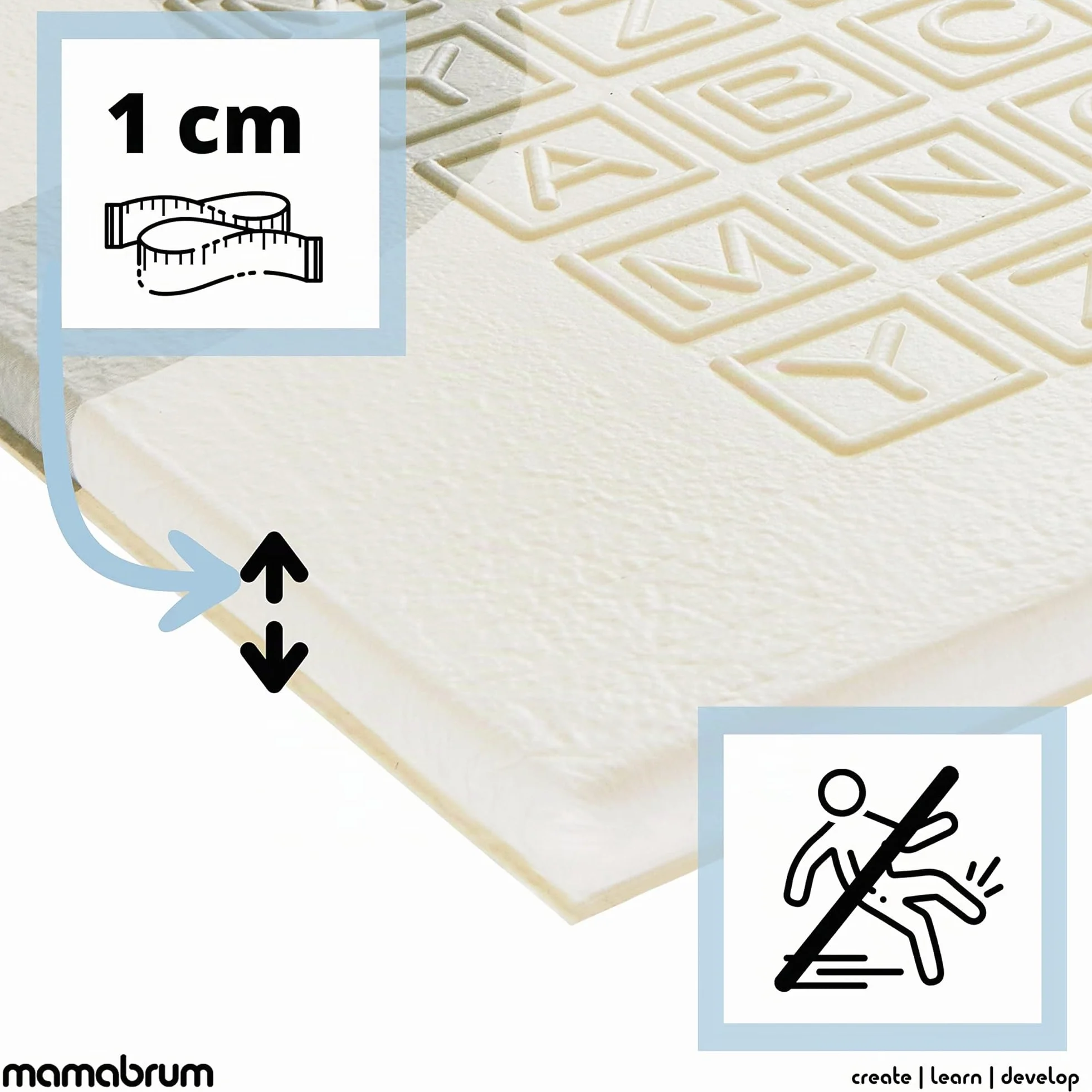 Mamabrum Tapis de jeu pour bébé 200 x 180 x 1 cm Pliable Mousse Étanche Portable Non toxique