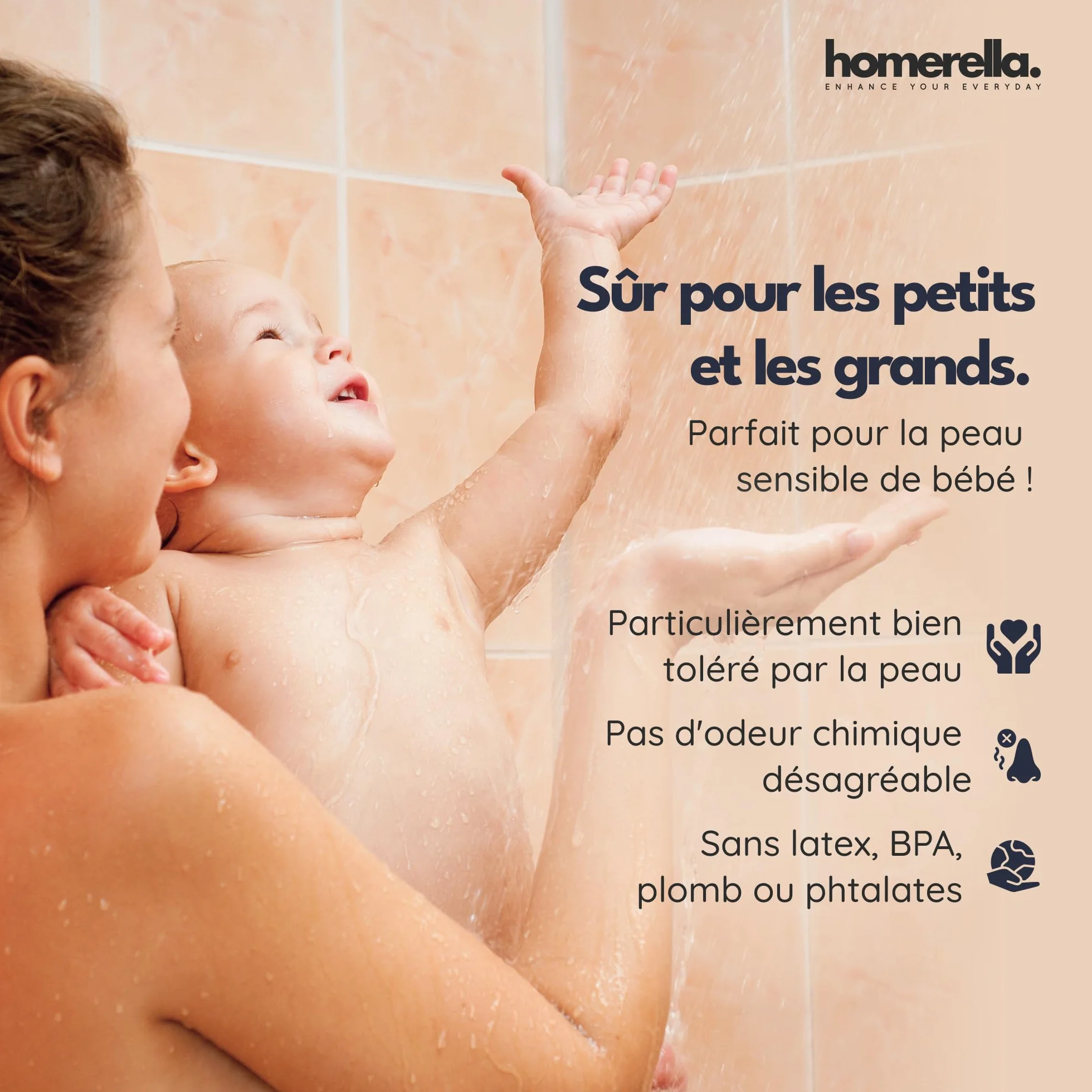 Homerella Tapis de Douche Sensible à la Peau 53 x 53 cm antidérapant sans BPA sans Latex