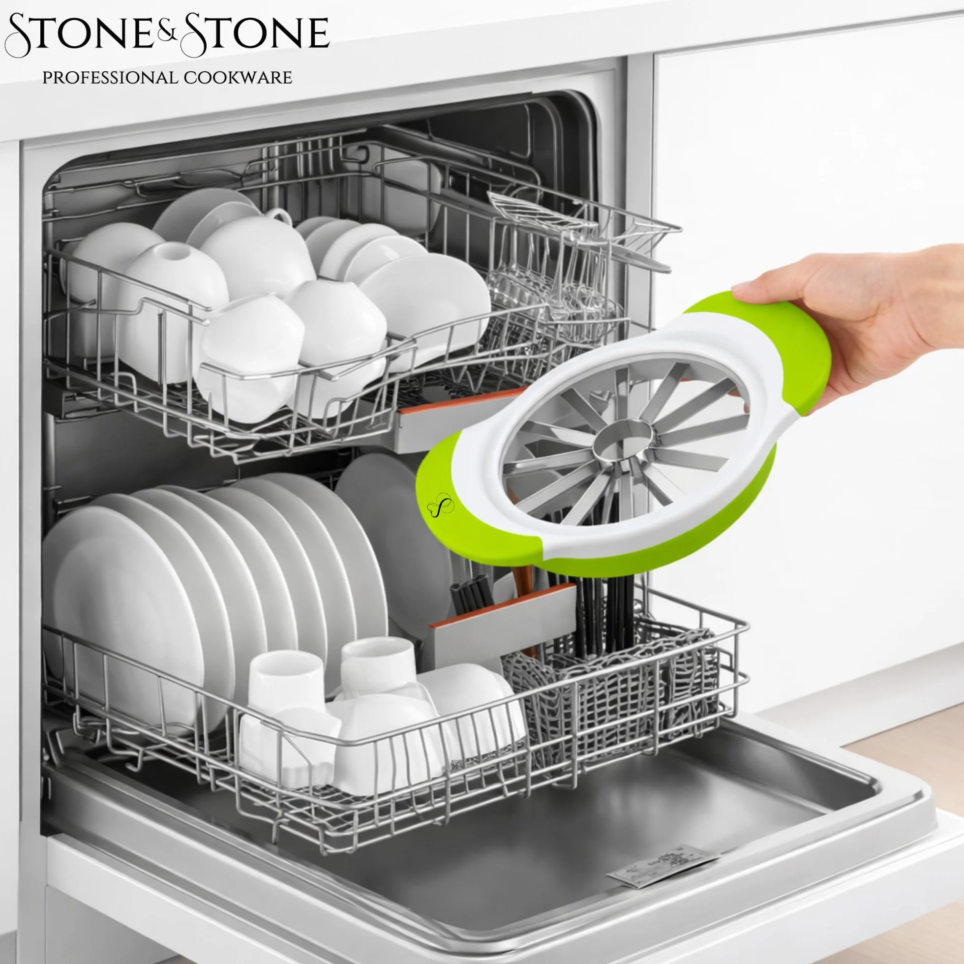 Stone&Stone Coupe Pomme Inox Professionnel 8 Lames Acier Inoxydable Éplucheur Levier Anti Trognon Trancheuse Fruits 8 Morceaux
