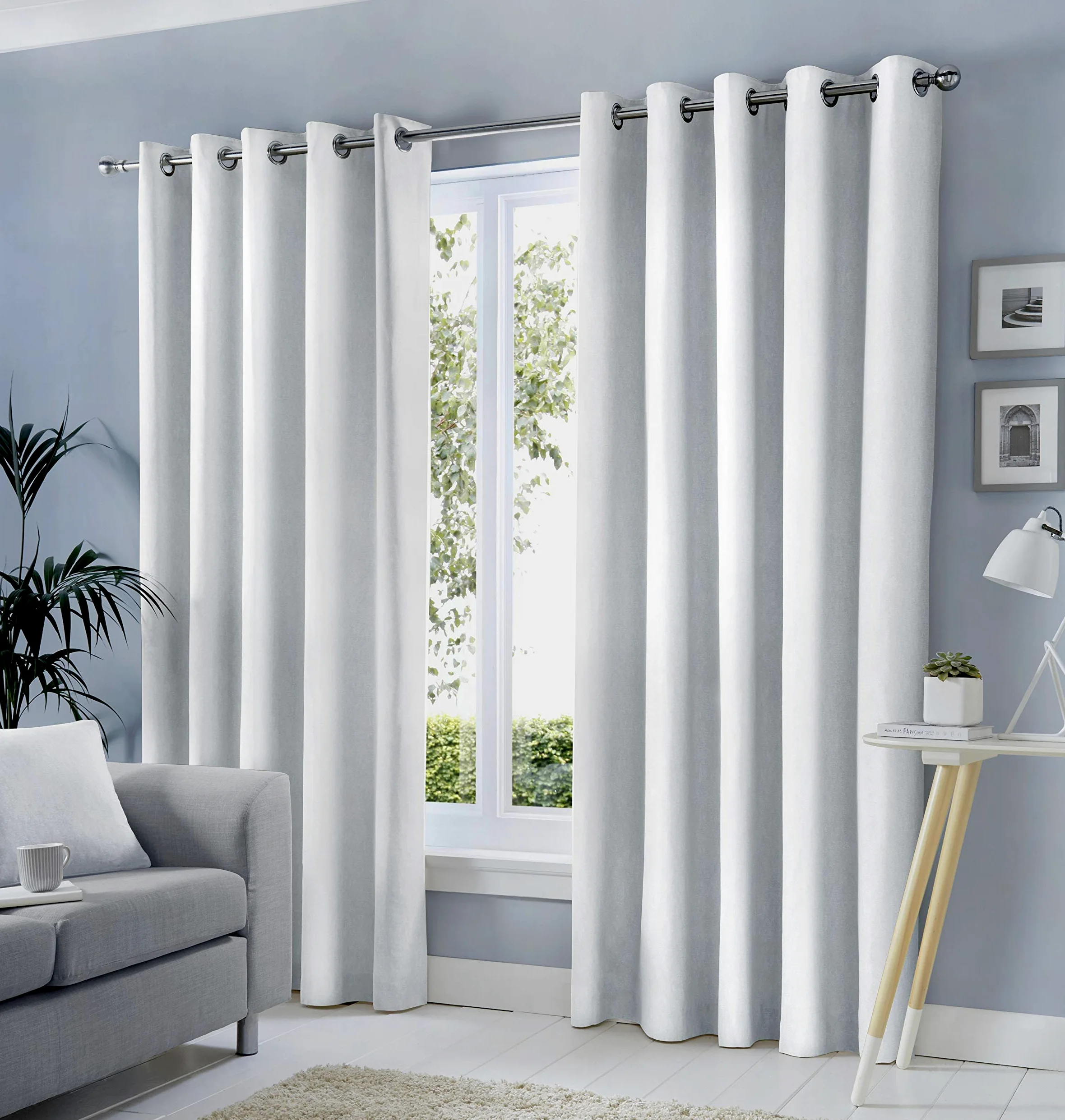 Fusion - Sorbonne – Paire de Rideaux à œillets 100% Coton – 168 x 228 cm (l x H) en Blanc