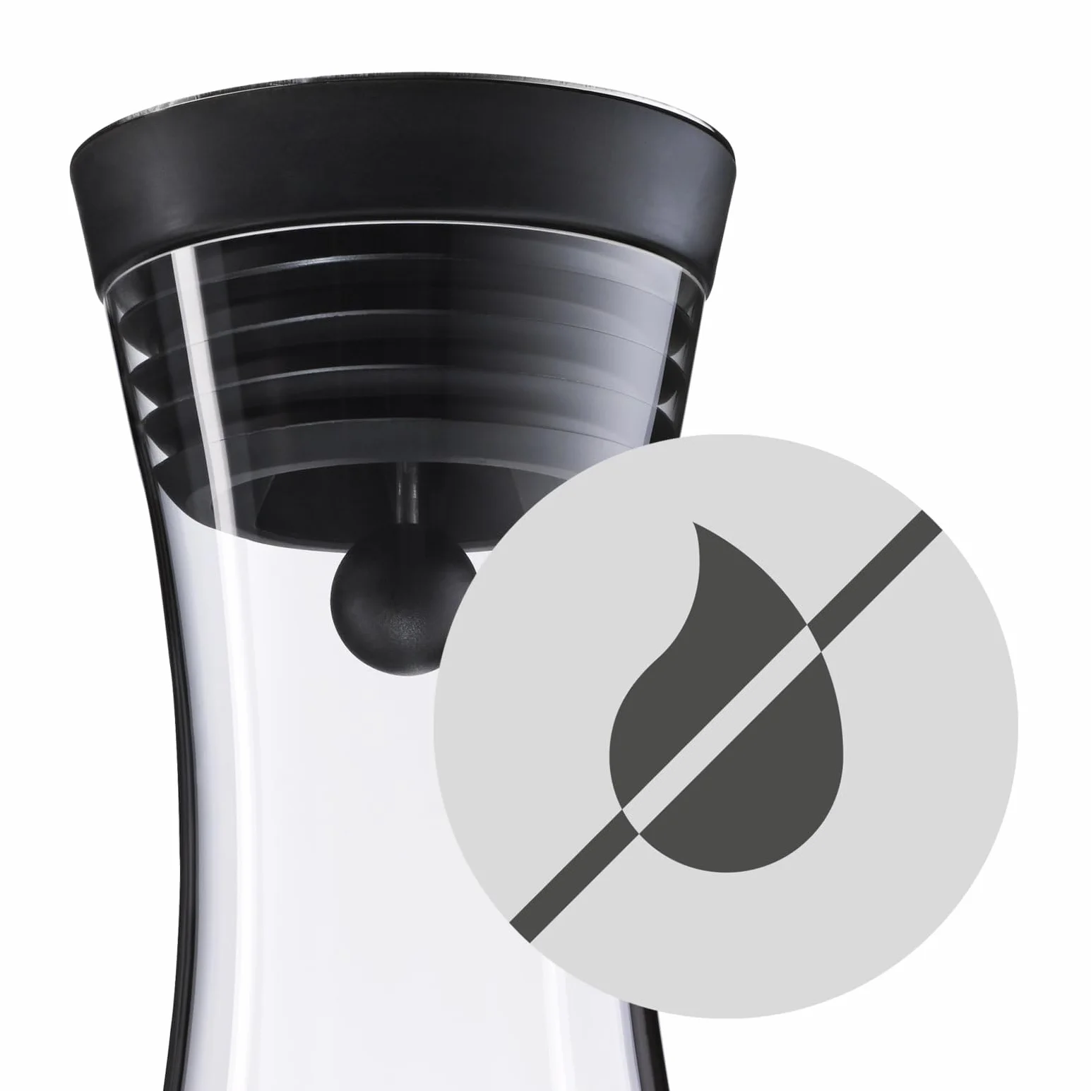 WMF Basic 0617726040 Carafe à eau de 1,5 l (Noir) en verre, système Close Up, hauteur 32,7 cm, largeur 11,3 cm, Sans accessoires