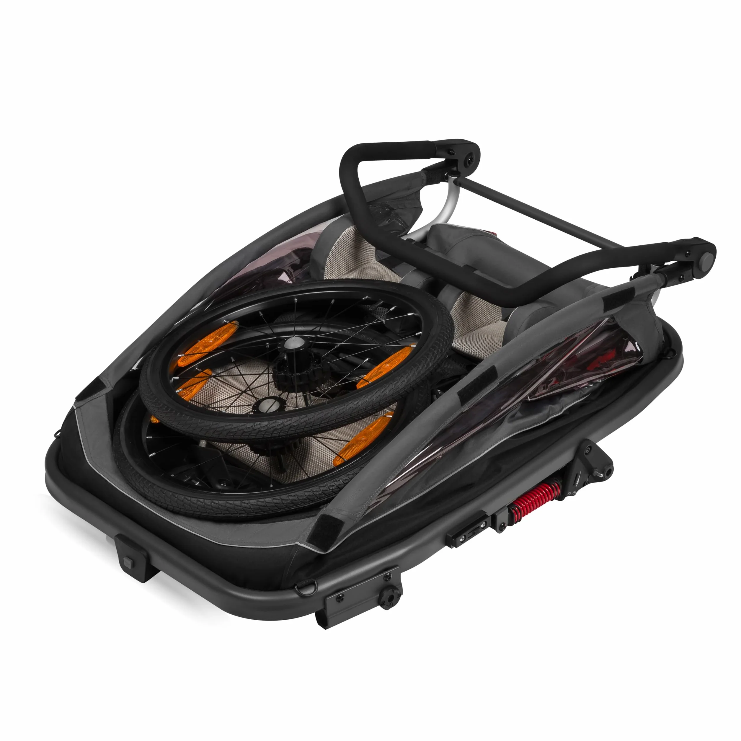 LIONELO CAMA Remorque vélo 2 en 1 poussette enfants 6 mois-6 ans 2x22 kg suspension grandes roues auvent étanche