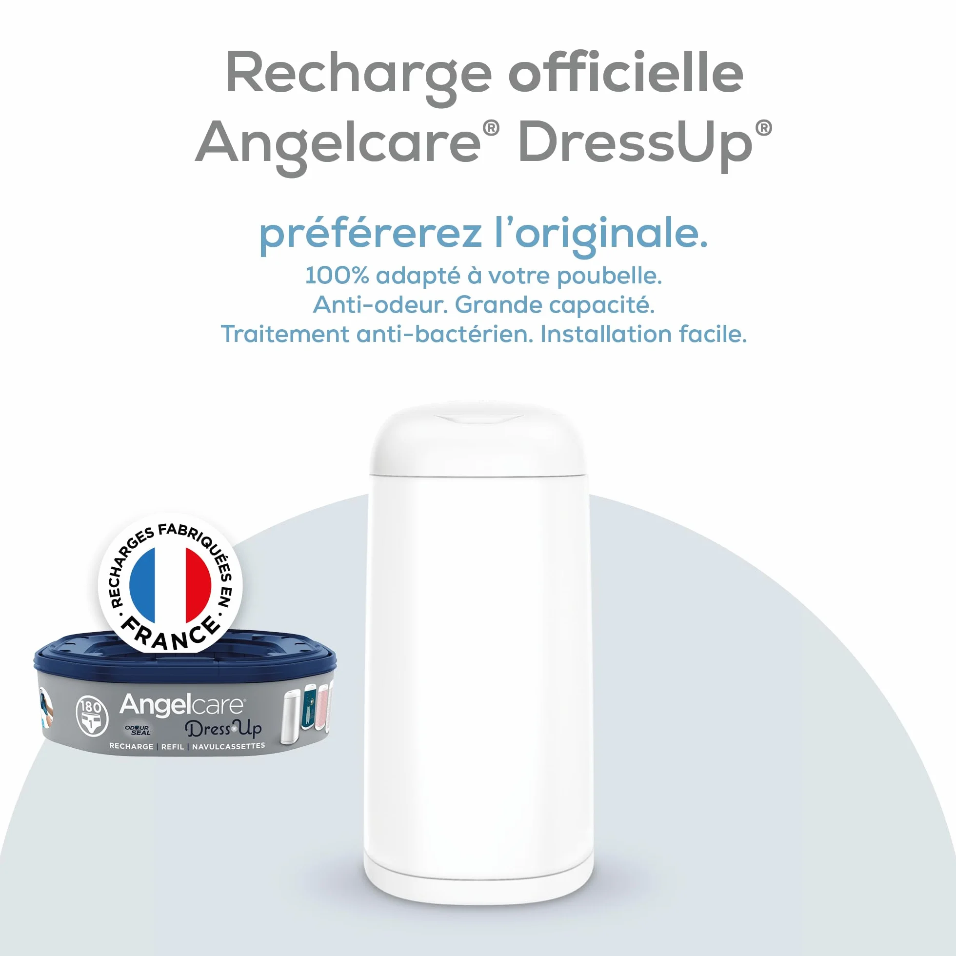 Angelcare Dress Up Recharges Octogonales Poubelle à Couche Anti Odeurs Grande Capacité Lot 12