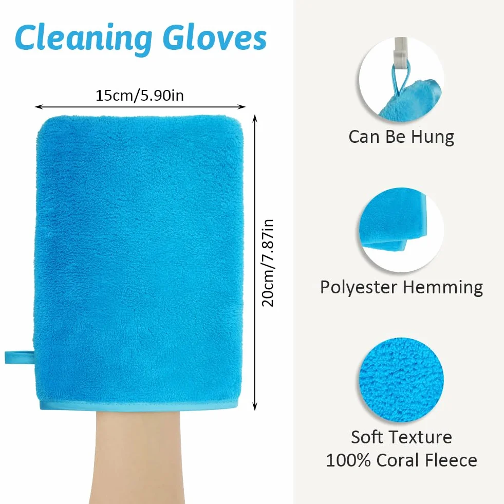HOTUT Gants de Toilette en Microfibre, Lot de 8, Gants de Nettoyage du Visage Doux, Chiffon de Bain en Microfibre, 15 X 20cm
