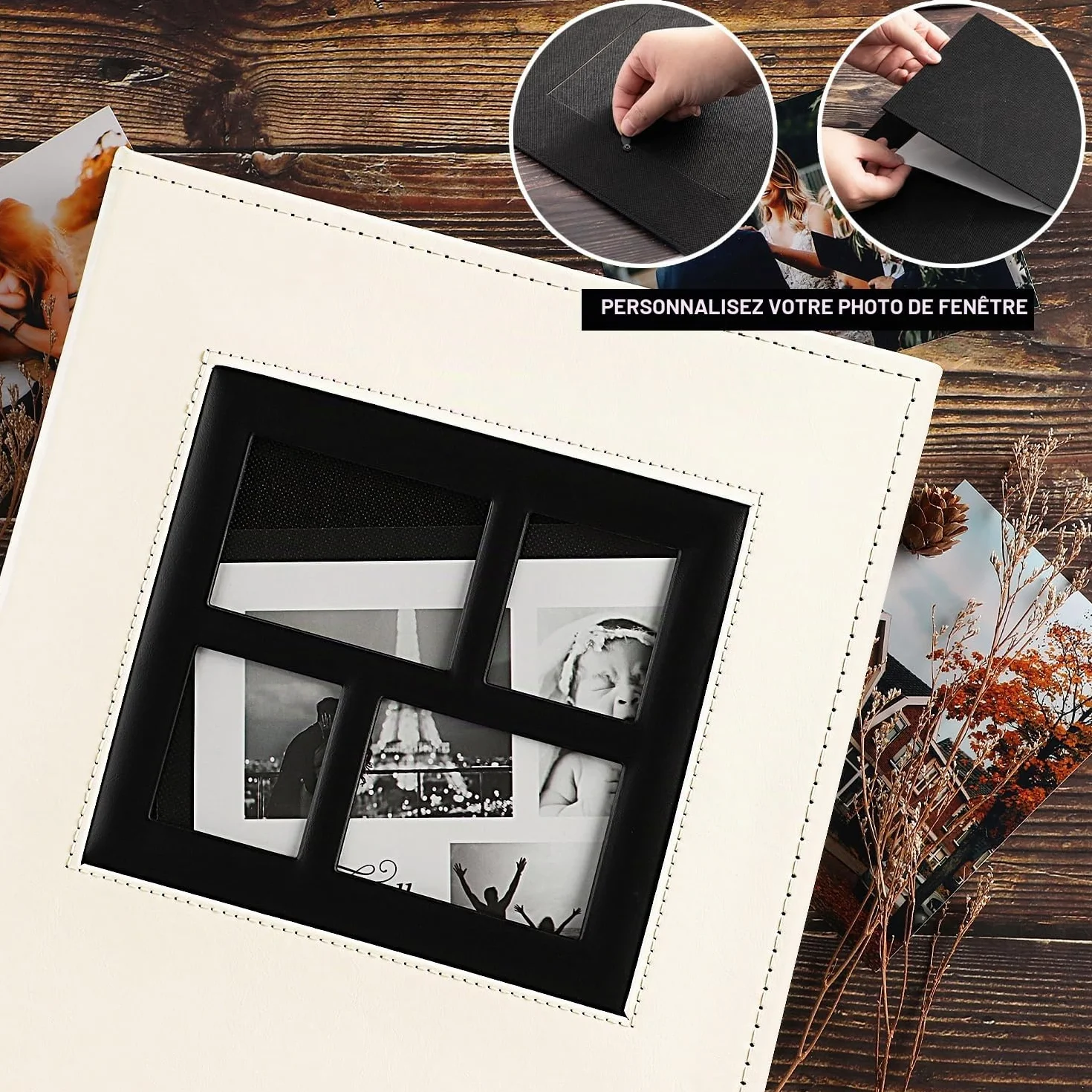 Grand Geant Album Photo 10x15 1000 Pochette Cuir Tissu Horizontal Vertical Beige