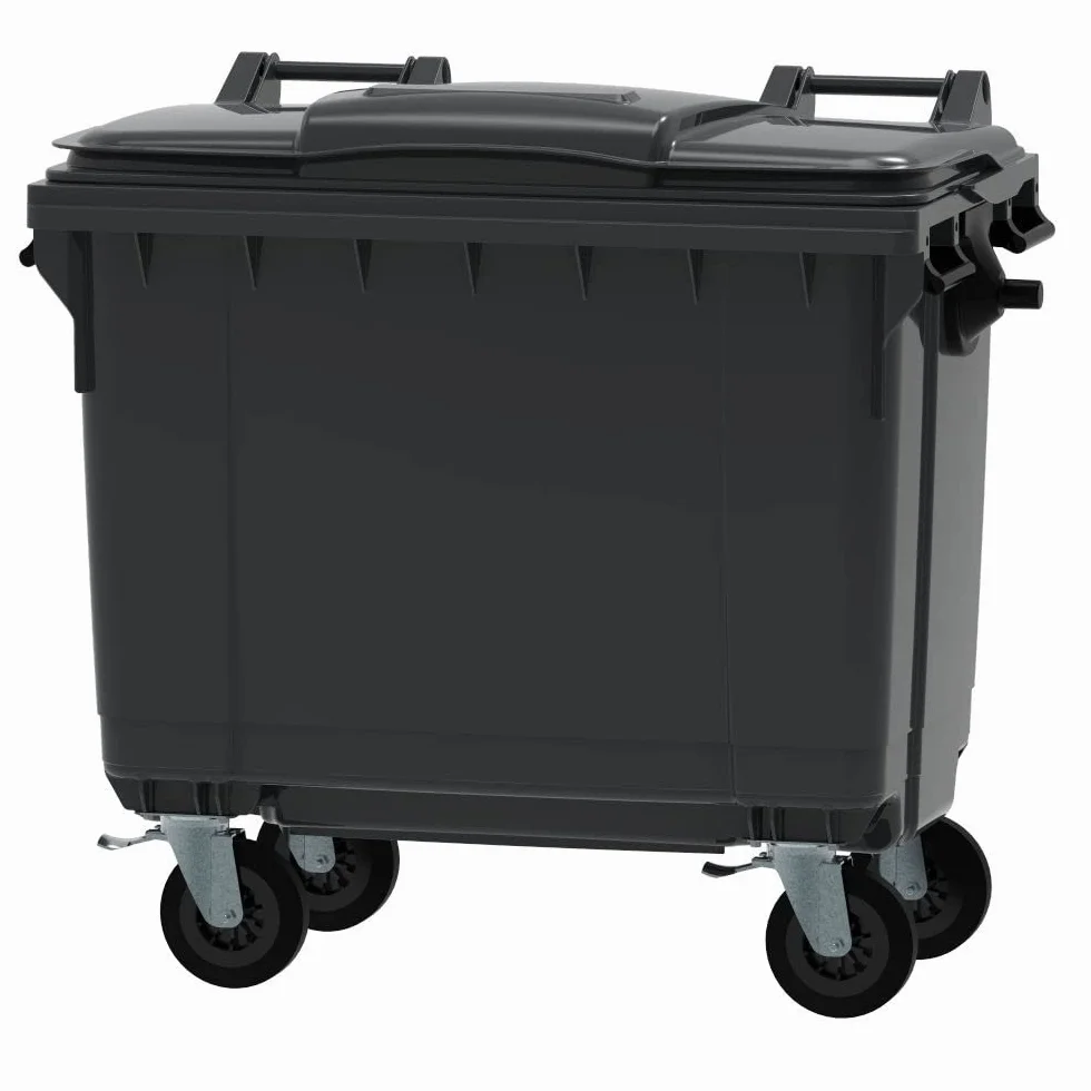 ESE France Conteneur Poubelle 660L 4 roues Recyclé Gris Fabriqué en France