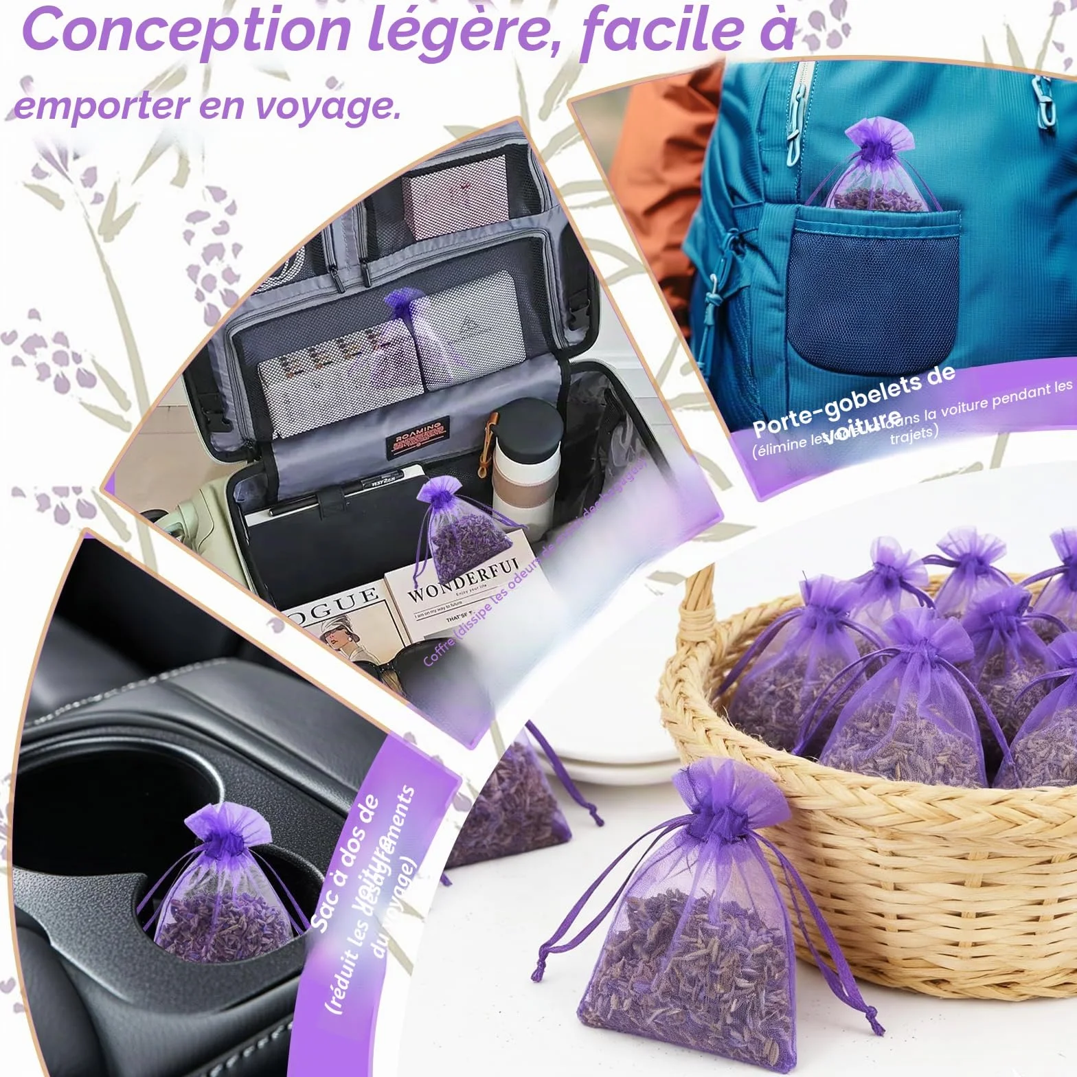 Sachets de Lavande 30 pièces Anti Mites Textiles Vêtements Lavande Séchée Déodorisant Naturel Maison