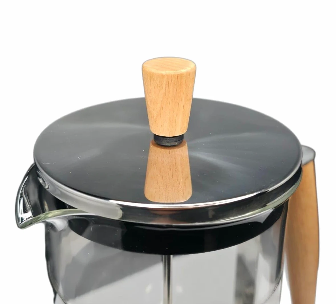 Coffret cadeau pour homme et femme avec lot de 2 cafés torréfiés en fût de bourbon bio vieilli + 1 cafetière à piston en acier inoxydable de Split Oak.