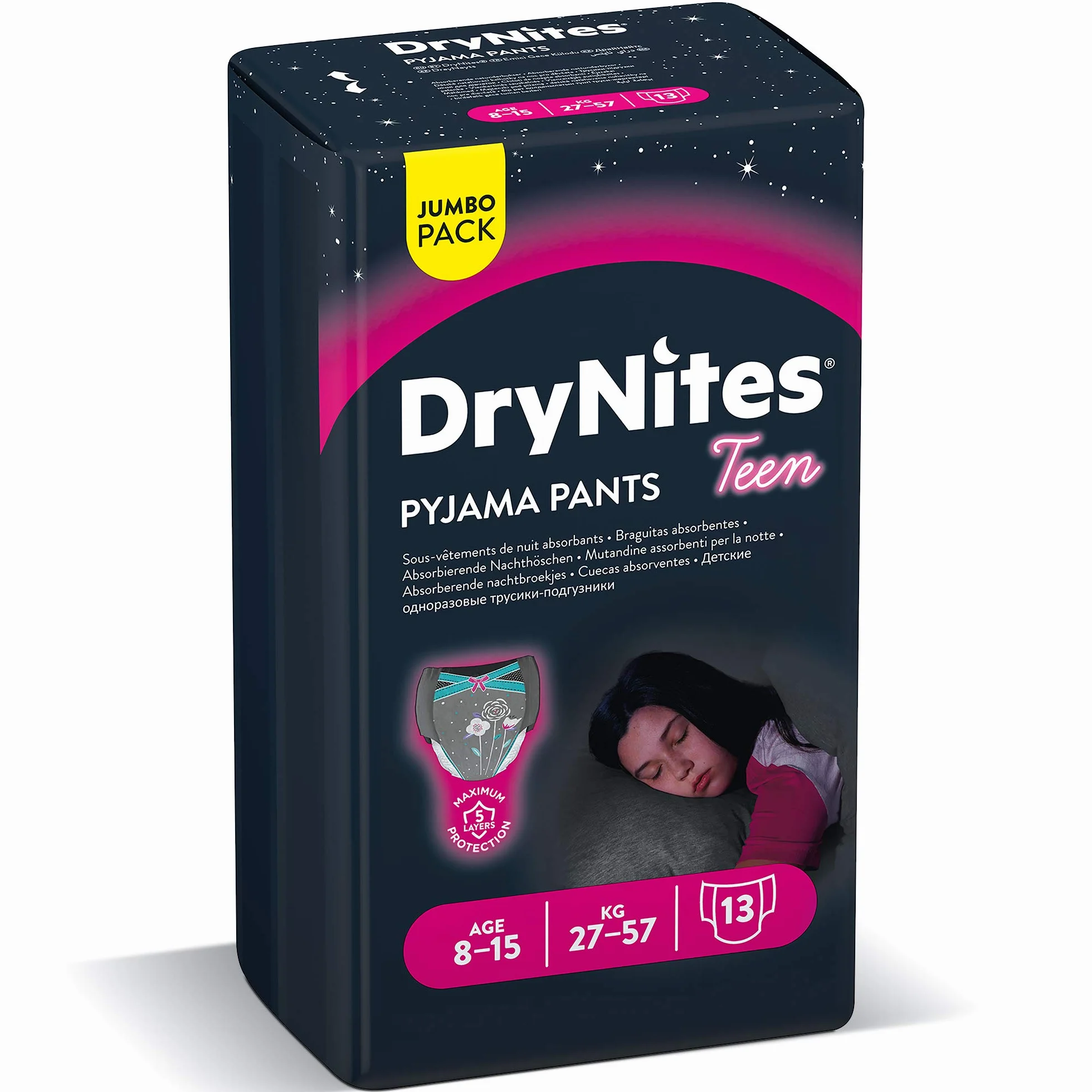 Huggies Dry Nites Pyjama Pants Jumbo Girl 8-15 ans 27-57 kg 13 Couches