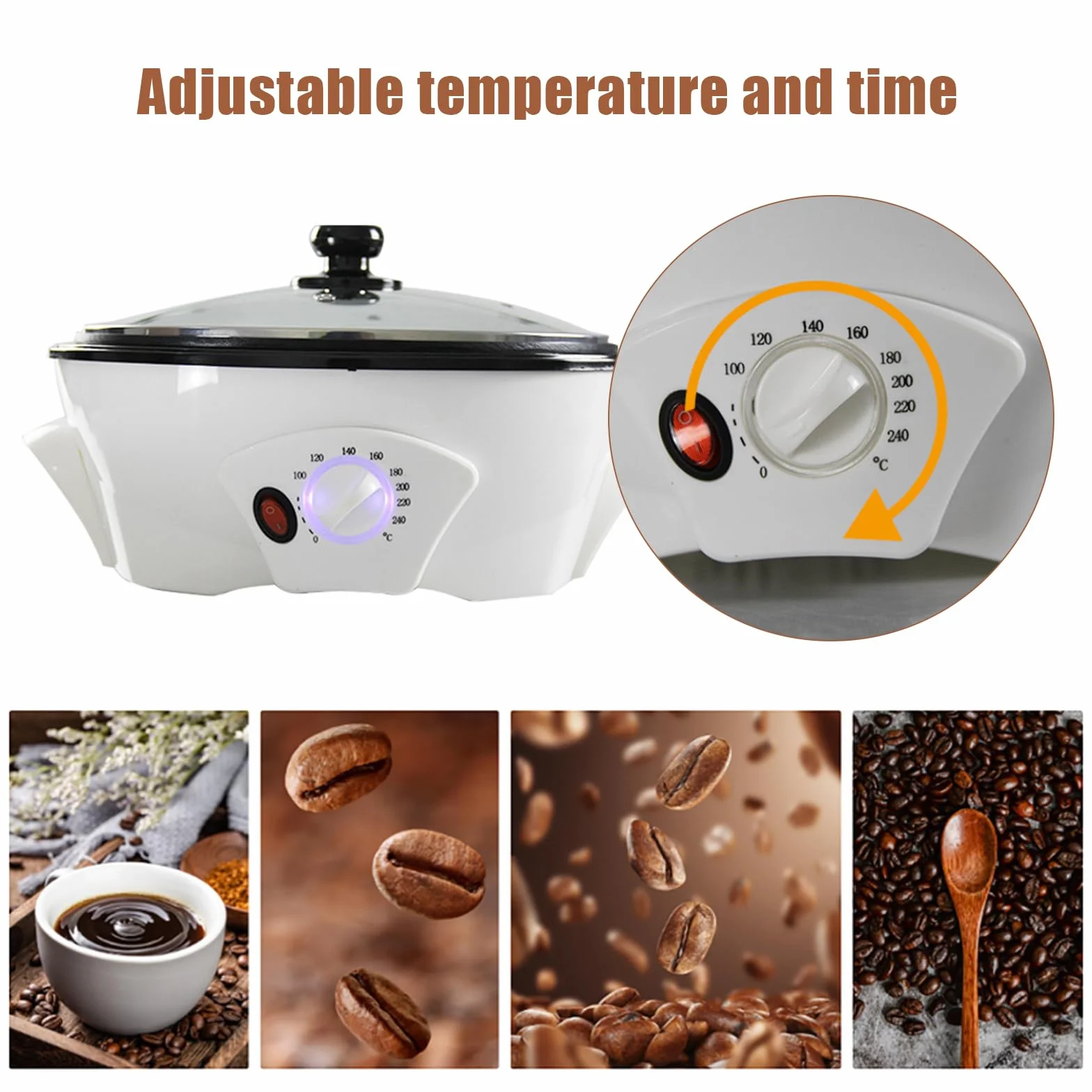 Torréfacteur de café électrique 1200 W réglable 0-240 °C