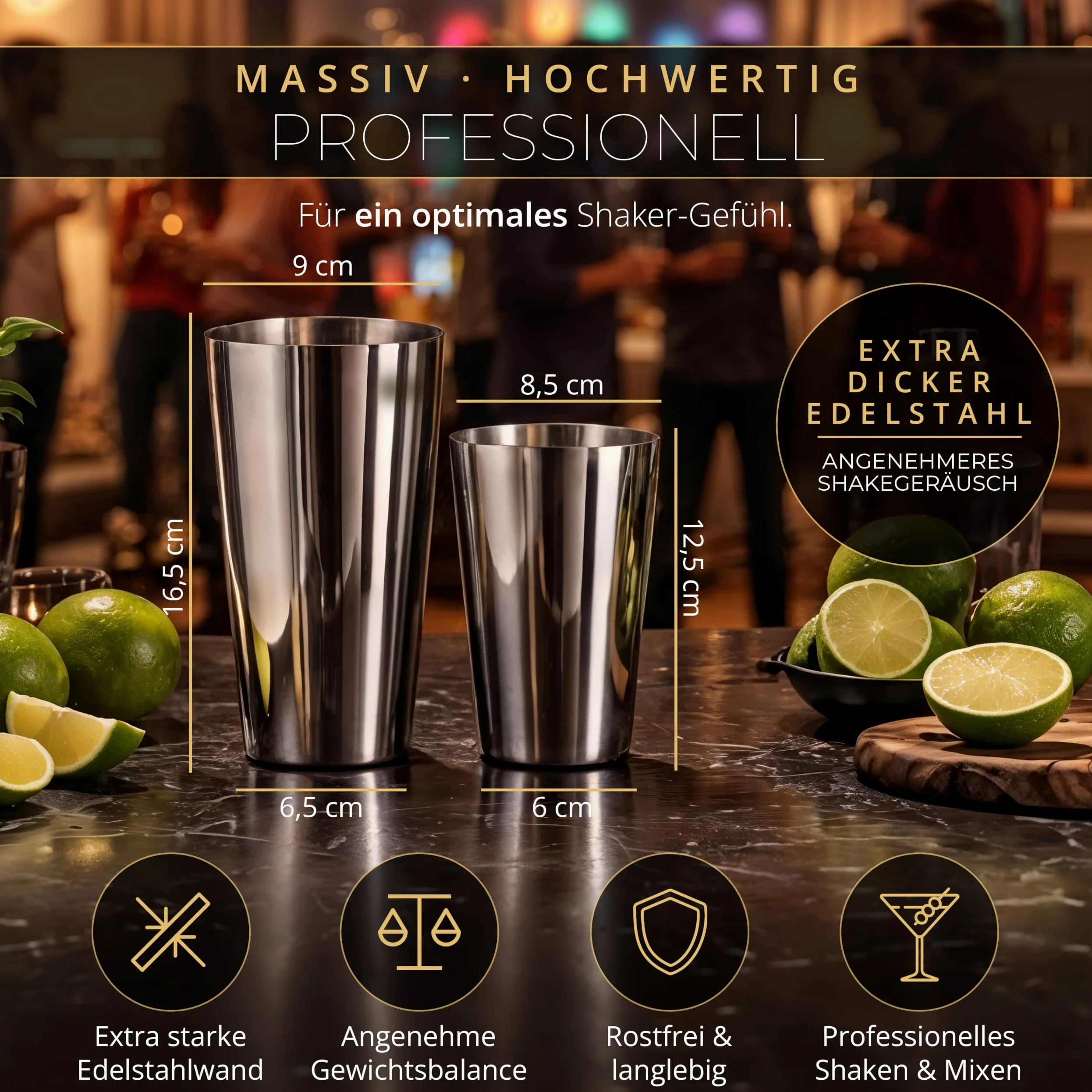 Ensemble Shaker à Cocktail barmate en Acier Inoxydable Boston, 7 pièces composé d'un Shaker, d'un Jigger, d'une cuillère de Bar, de 2 passoires, d'un Pilon et d'un Tapis de Bar