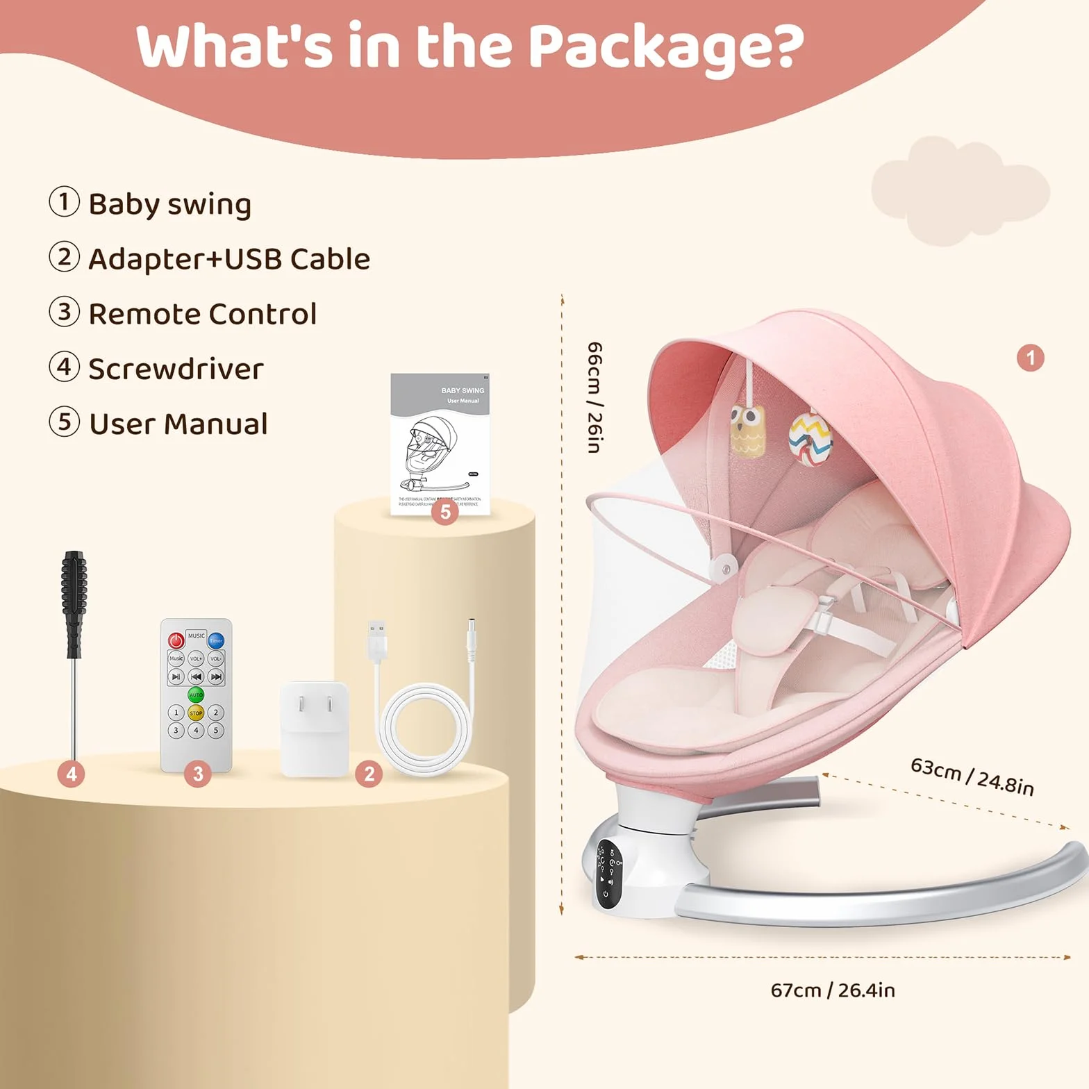 Helangel Transat Bébé Électrique avec Télécommande et Harnais 5 Points 9 kg