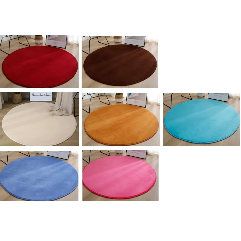 Tapis rond en velours corail antidérapant lavable pour chien, tapis de chambre à coucher, tapis de couloir, tapis de douche, pour salle à manger, chambre à coucher, salon, violet, 160 cm